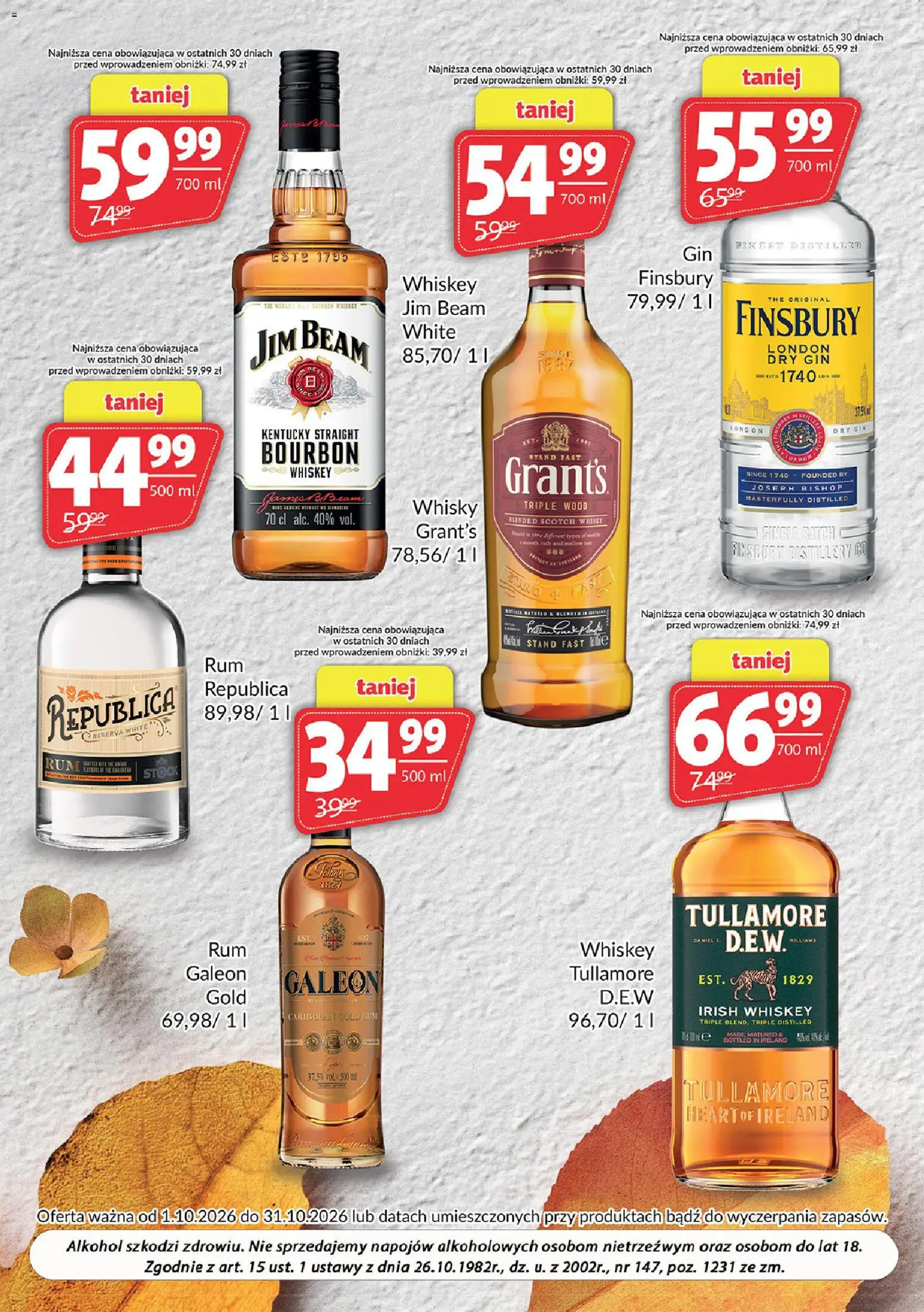 Pogląd gazetki "Prim Market gazetka - Oferta alkoholowa" ze sklepu Prim Market ważnej od 01.10.2026 - Alkohol, Whisky, Jim Beam, Gin, Grant's, Irish whiskey, London dry gin, Scotch whisky
