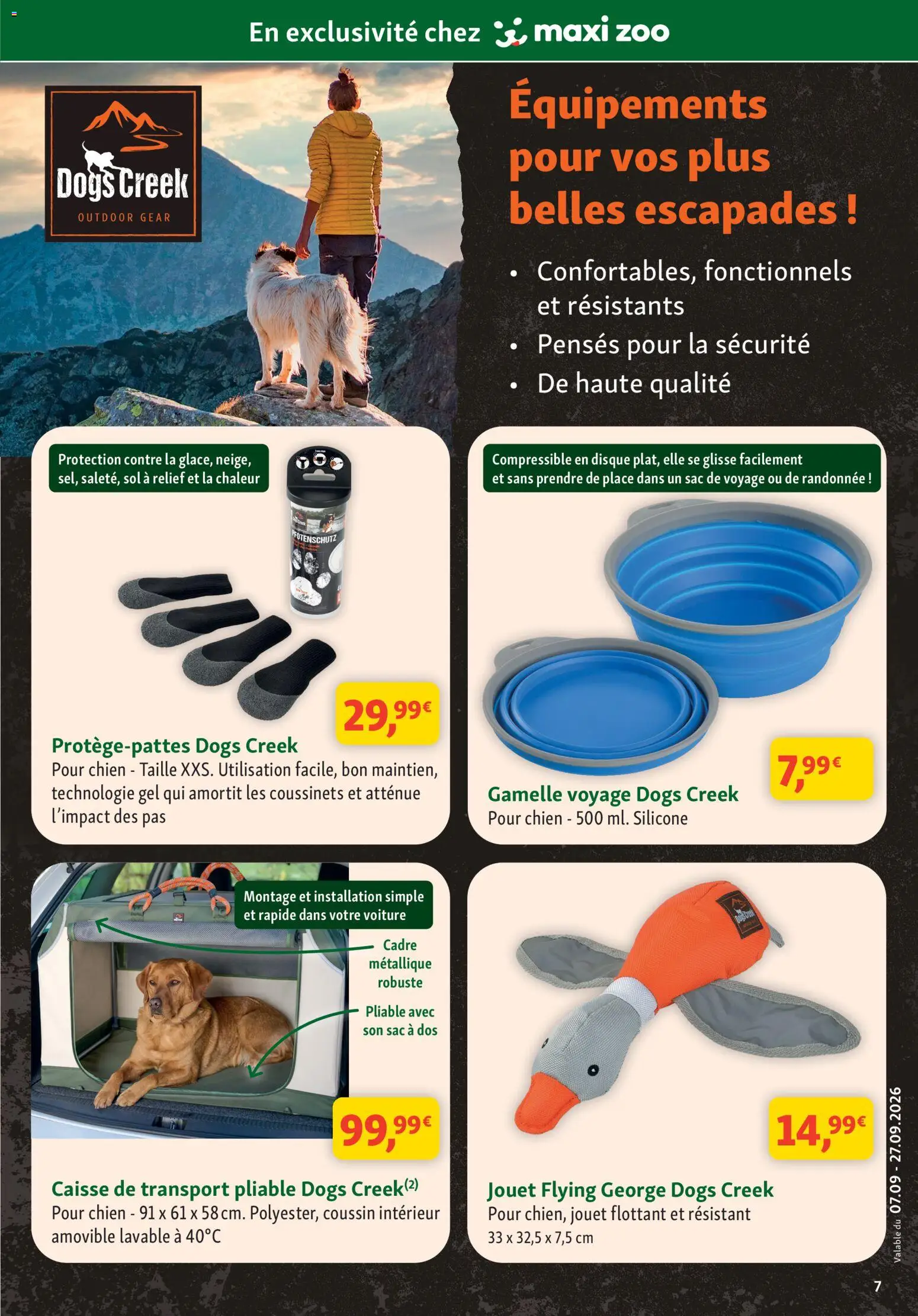 Prévisualisation de Maxi ZOO catalogue du magasin Maxi ZOO formulaire valide 07/09/2026 - Sac à dos, Sac, Sac de voyage, Cadre, Caisse de transport