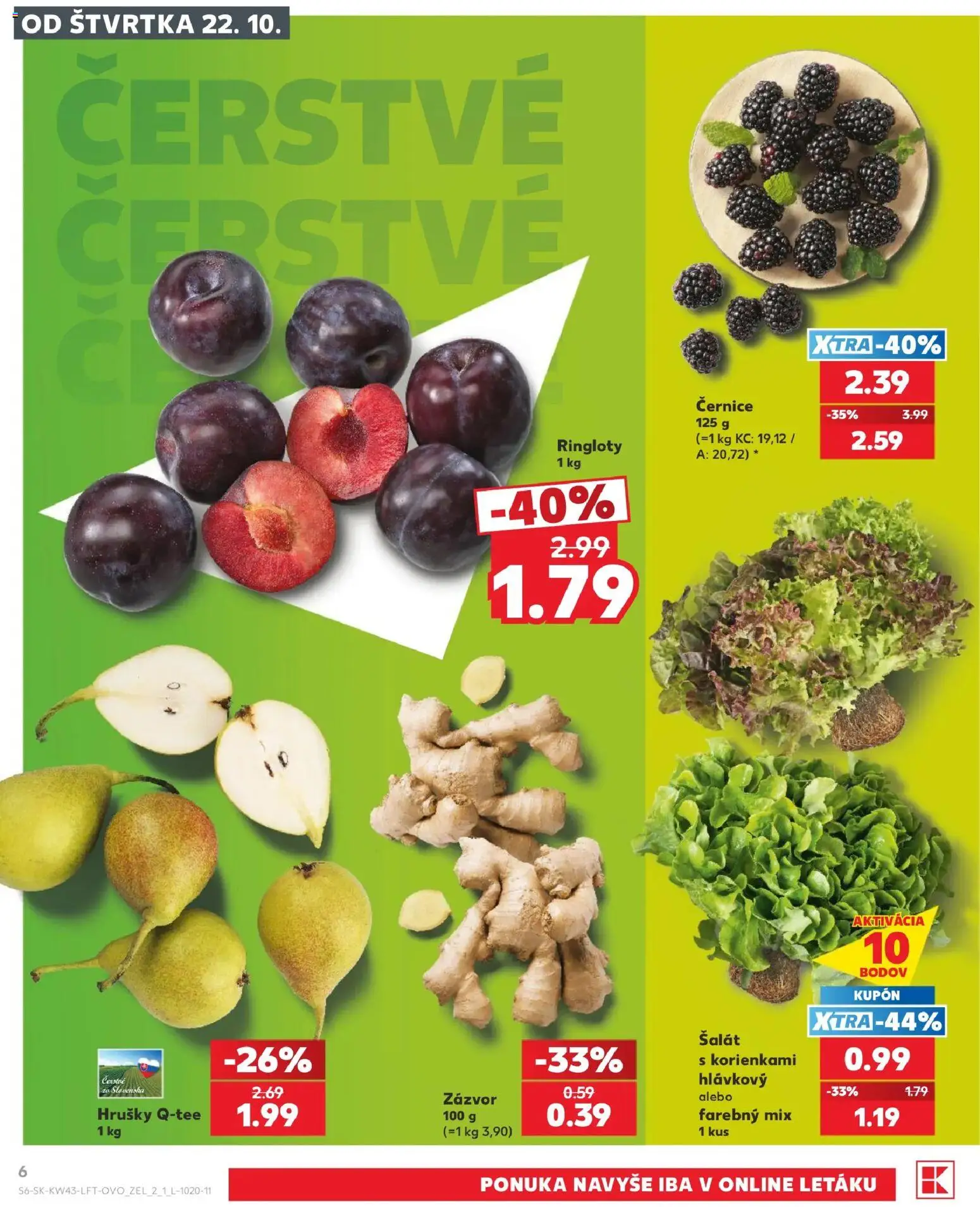 Náhľad Kaufland letáku platného od 22.10.2026 - Šalát, Zázvor, Hrušky