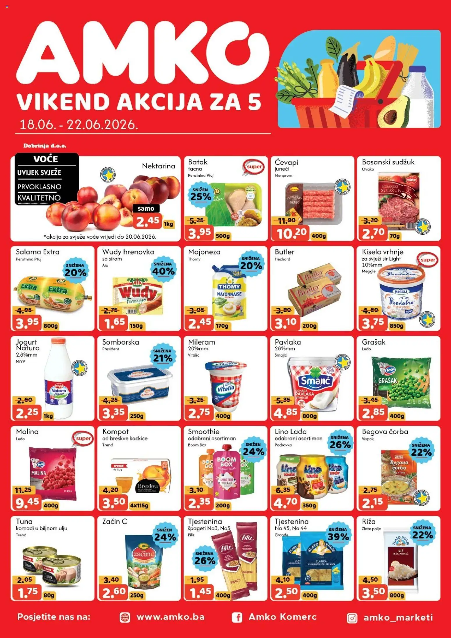Pregled letka AMKO Vikend akcije trgovine AMKO vrijedi od 18.06.2026