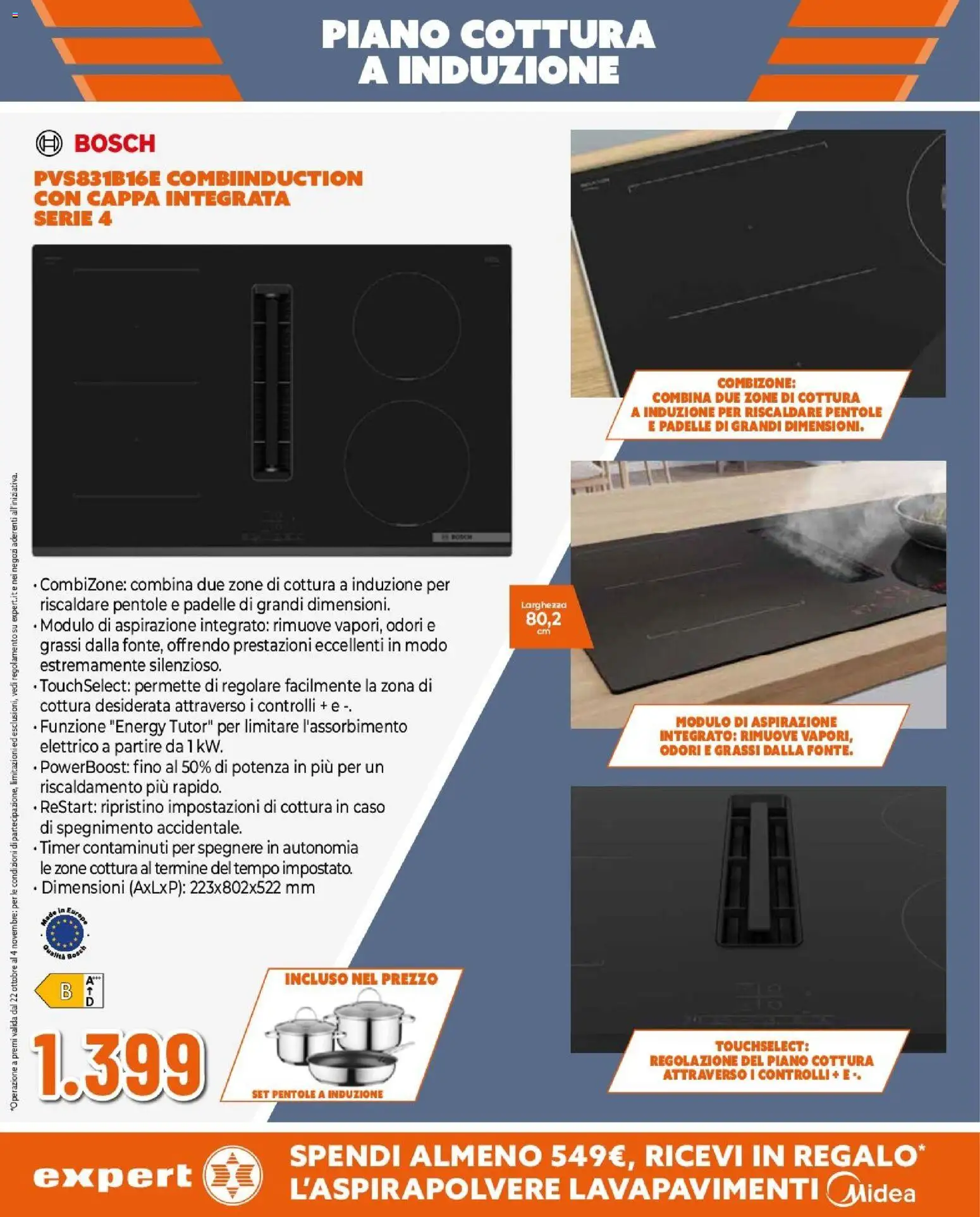 Anteprima dell'opuscolo Expert volantino Cucina perfetta dal negozio Expert valido da 22/10/2026 - Piano cottura a induzione, Piano cottura, Pentole