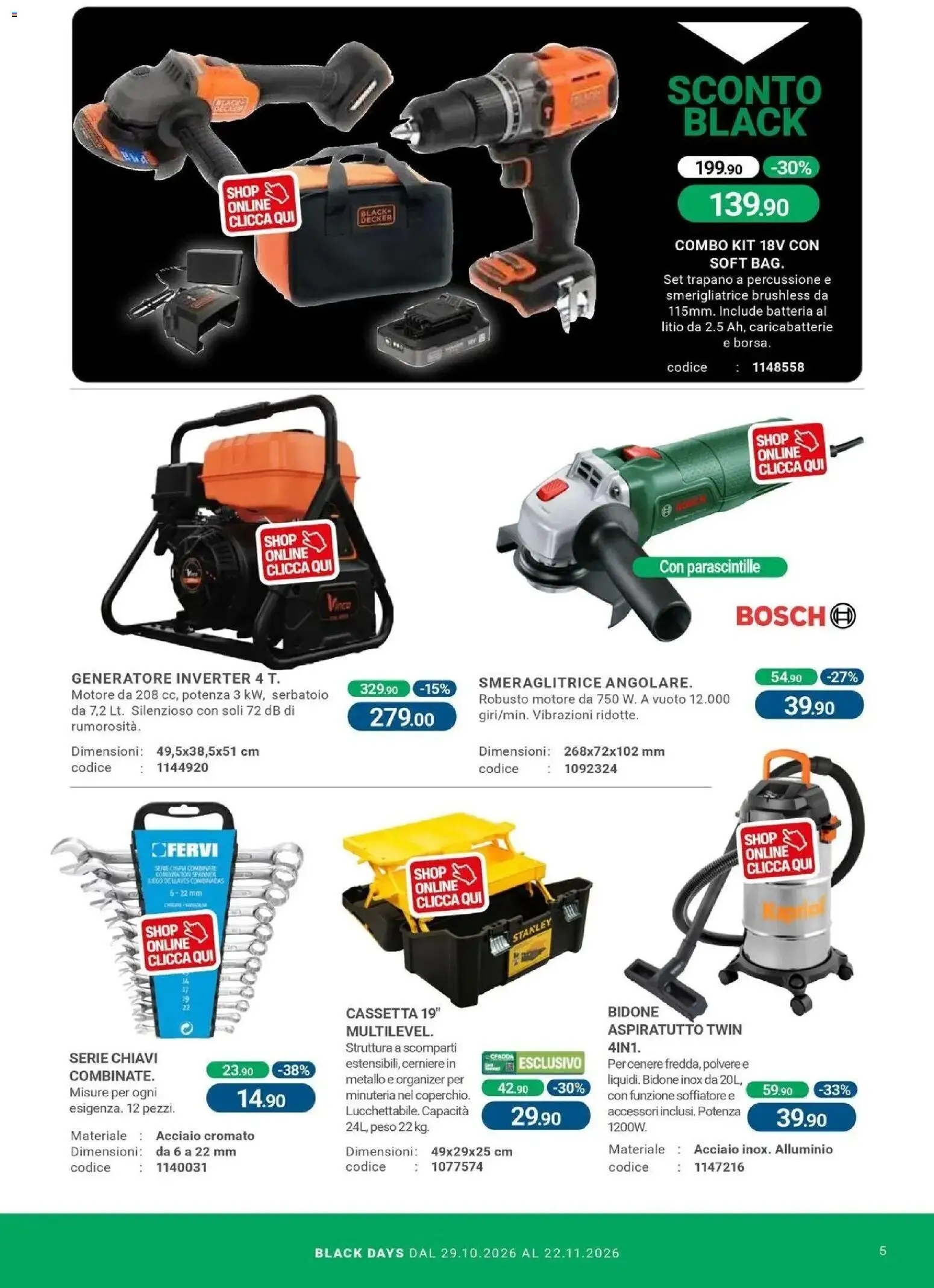 Anteprima dell'opuscolo CFadda volantino Iglesias dal negozio CFadda valido da 29/10/2026 - Batteria, Caricabatterie, Alluminio, Smerigliatrice, Trapano, Trapano a percussione, Generatore