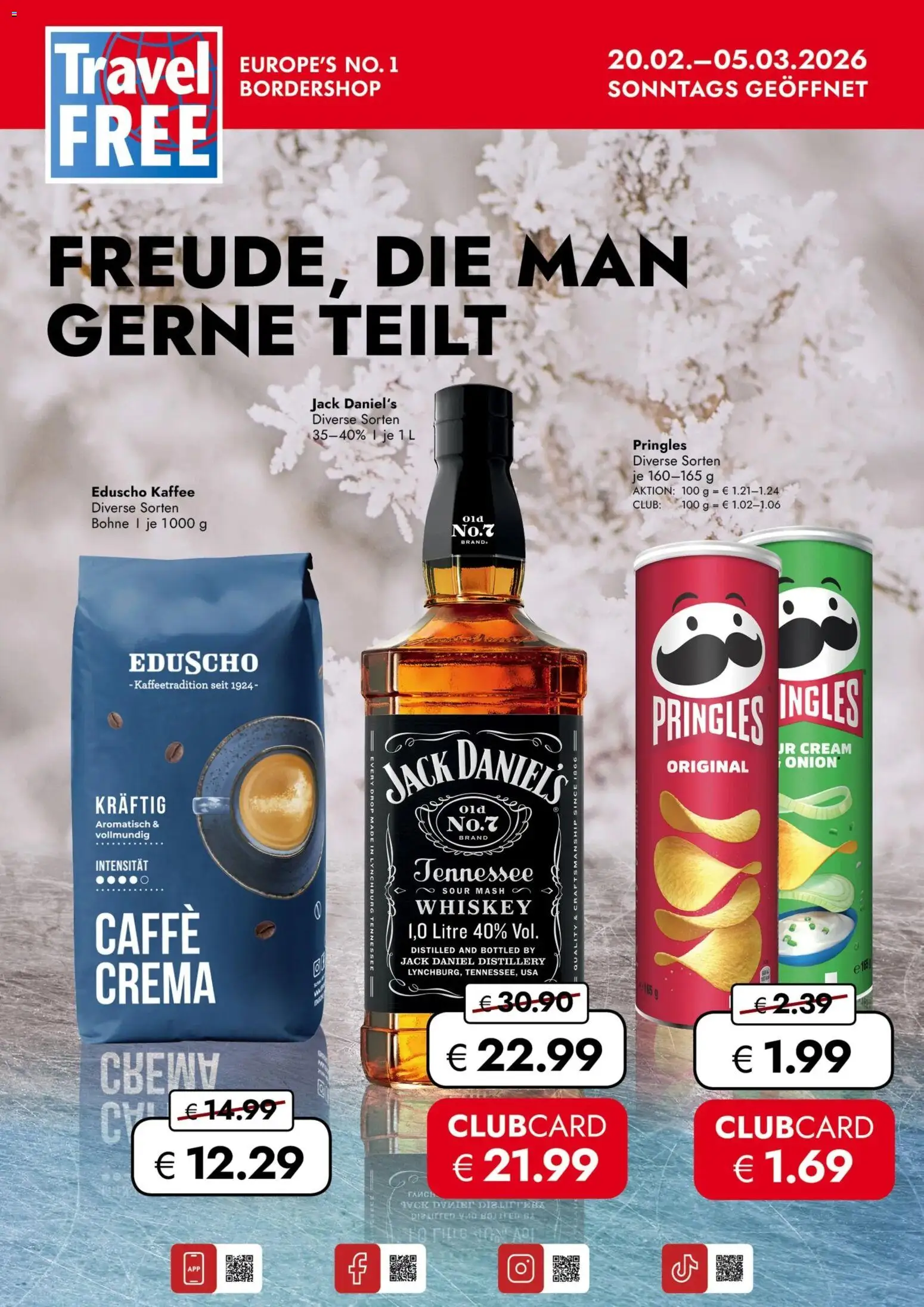 Vorschau der Angebote: Travel FREE Aktionsangebote gültig ab 20.02.2026 - Kaffee, Whiskey, Bohne
