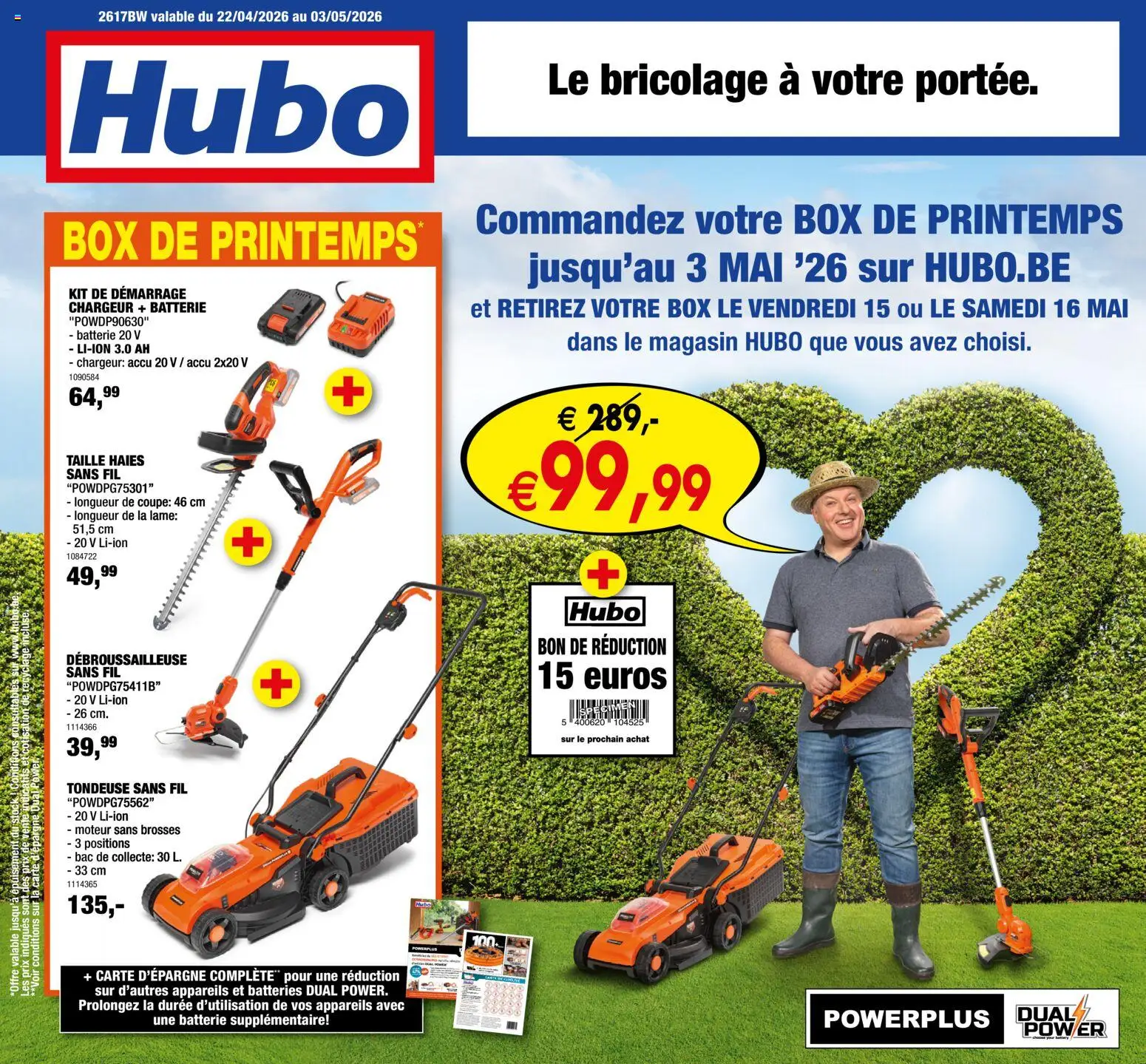 Voorbeeld van Hubo Publicité van winkel Hubo geldig vanaf 22/04/2026 - La, Box, Tondeuse