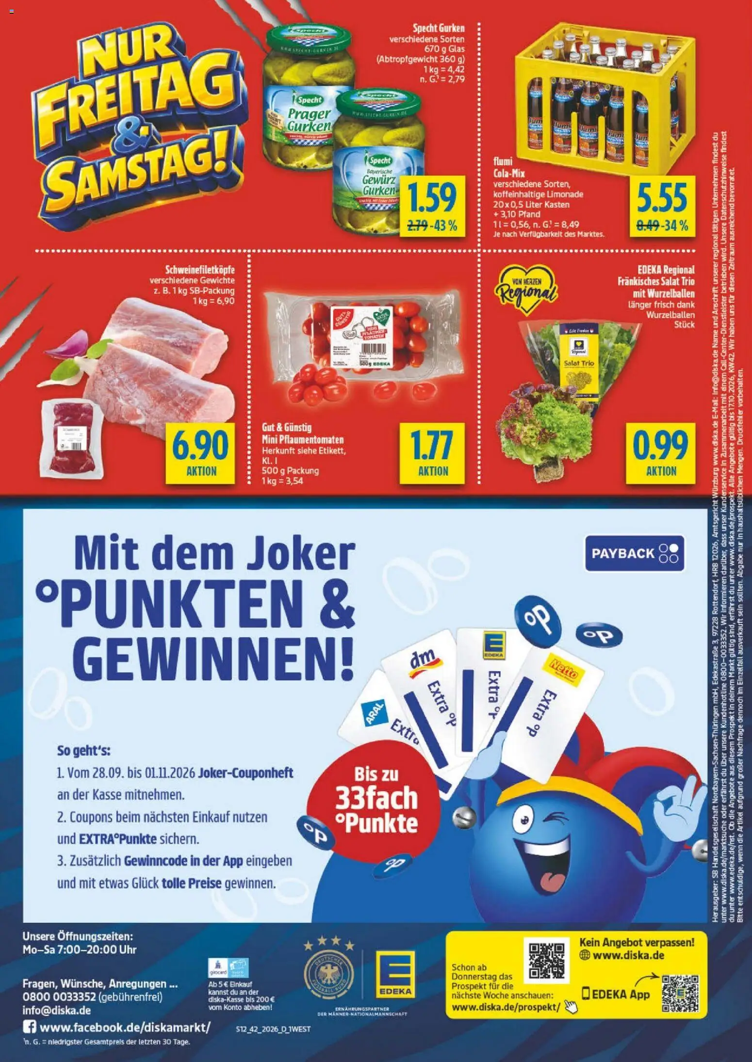 Vorschau von dem Prospekt des Geschäftes Diska, gültig ab dem 12.10.2026 - Uhr, Salat, Gurken, Limonade