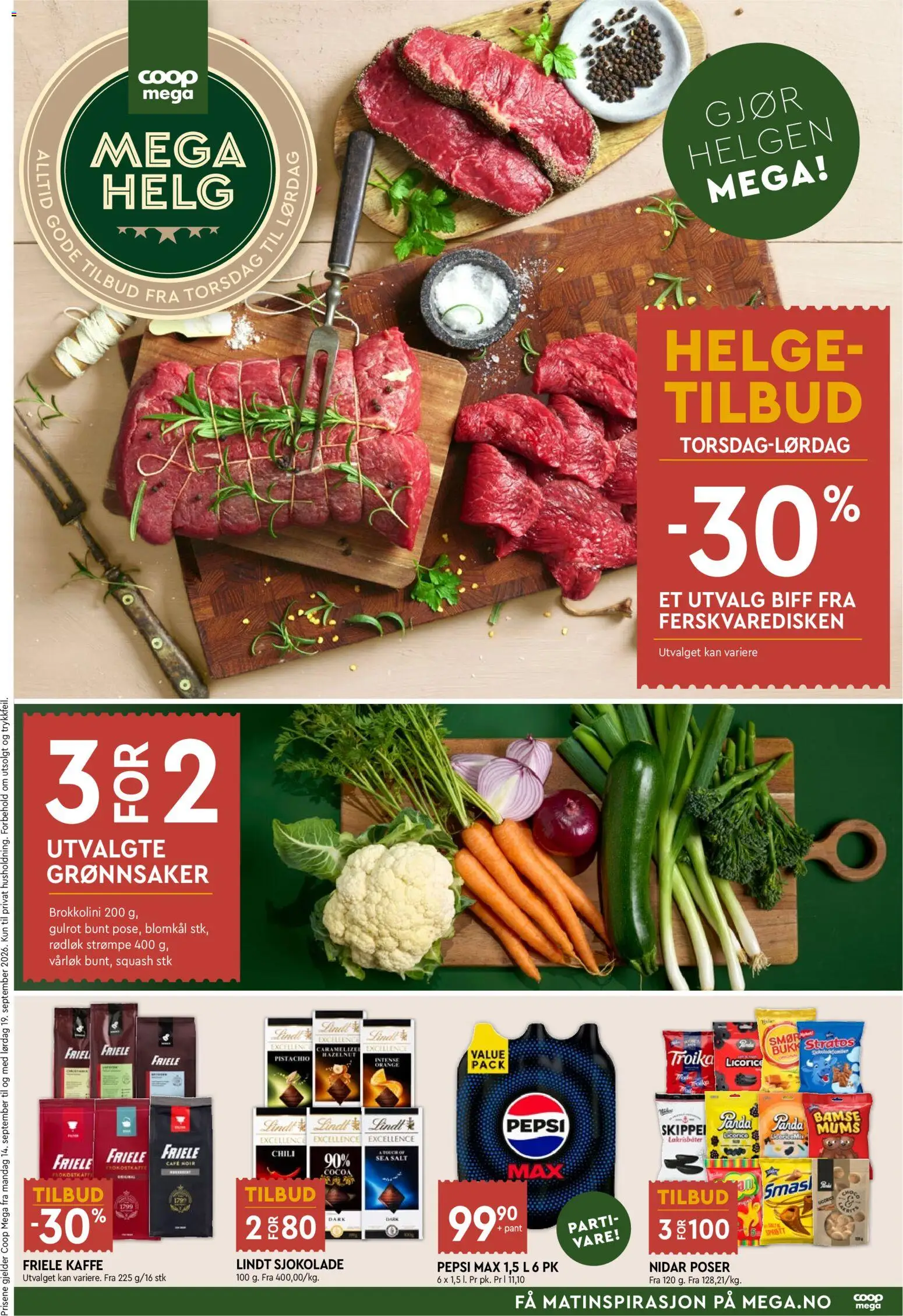 Forhåndsvis Coop Mega Mega Helg fra butikk Coop Mega gyldig fra 17/09/2026