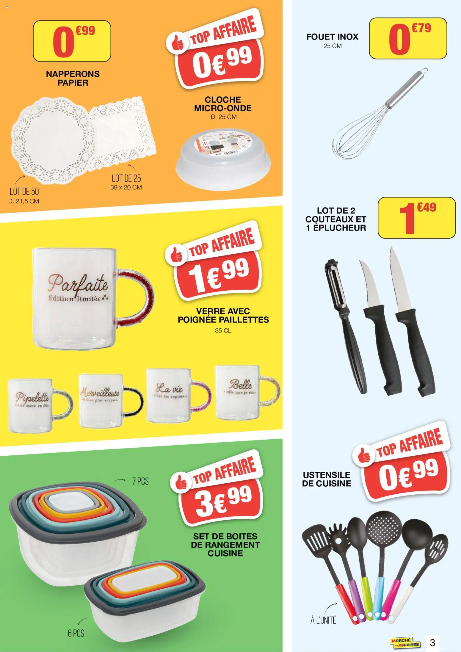 Prévisualisation de Marché aux Affaires catalogue du magasin Marché aux Affaires formulaire valide 02/09/2026 - Boîtes de rangement, Cloche, Éplucheur, Couteaux