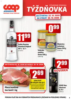 Náhľad COOP Jednota letáku platného od 22.10.2026