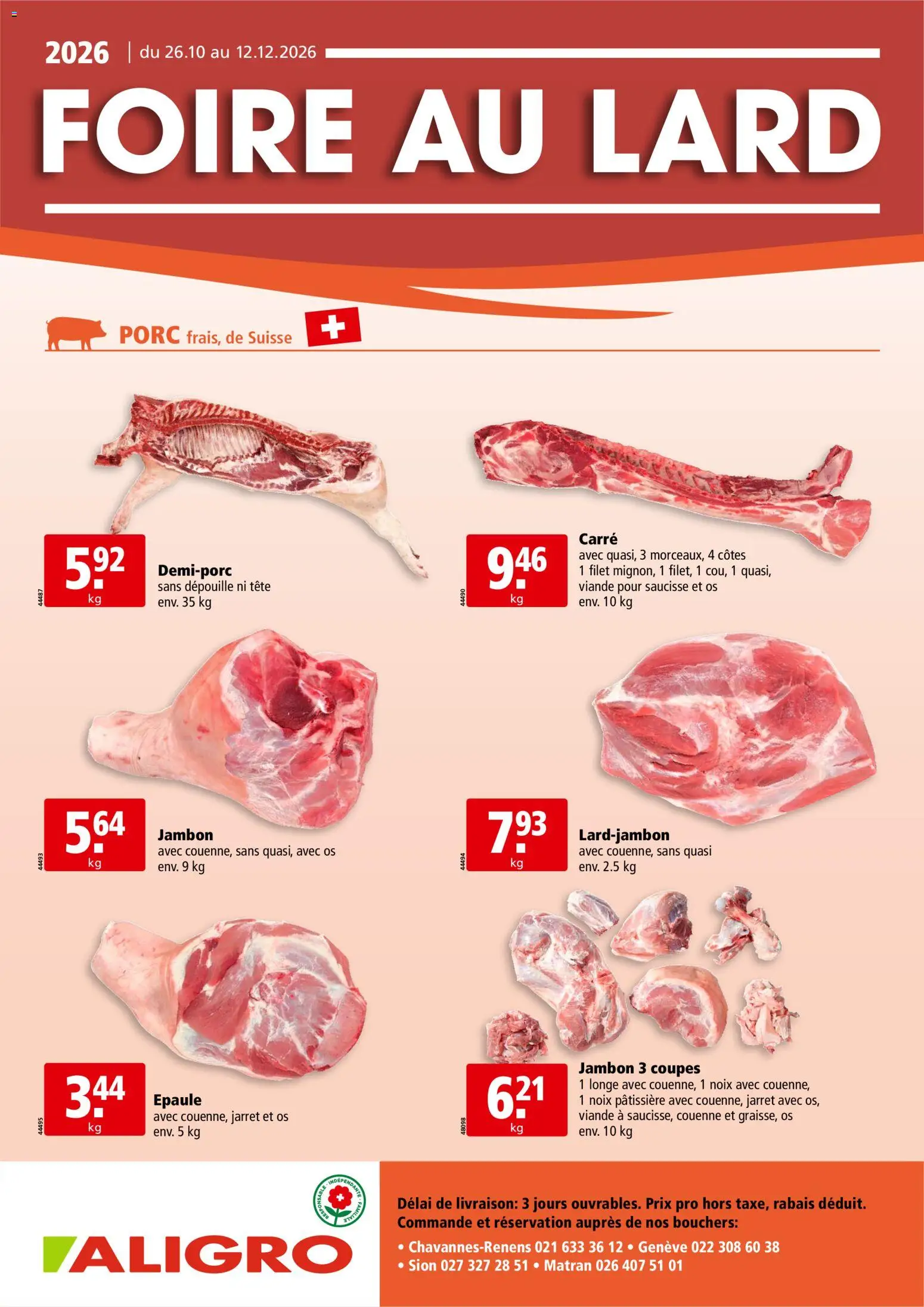 Vorschau des Merkblatts Aligro aktionen Foire au lard Sion vom Shop Aligro gültig von 26.10.2026 bis 12.12.2026