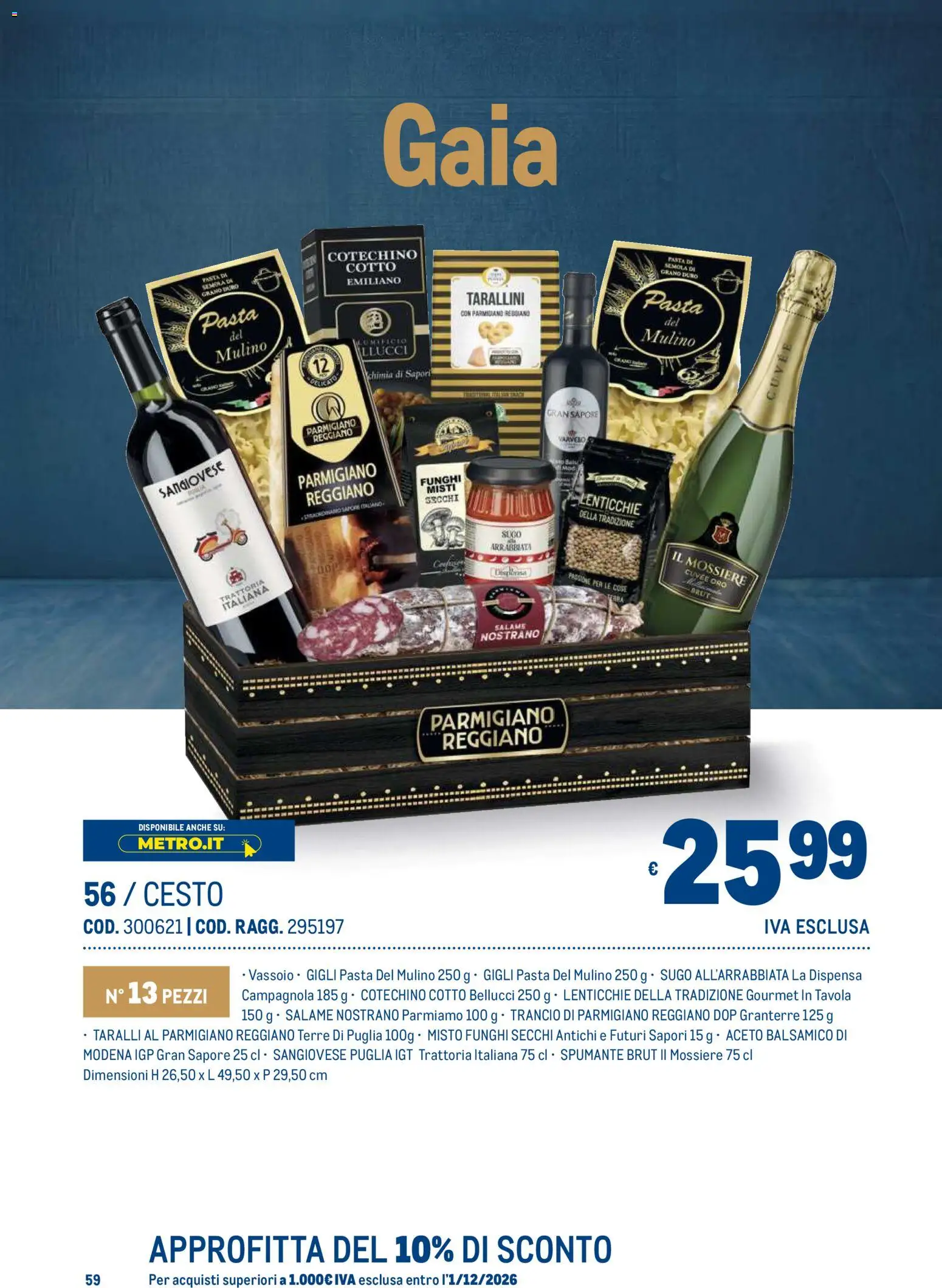 Anteprima dell'opuscolo Metro volantino Regalistica Natale dal negozio Metro valido da 19/10/2026 - Pasta, Funghi, Lenticchie, Taralli, Aceto, Pasta di semola, Spumante, Funghi secchi