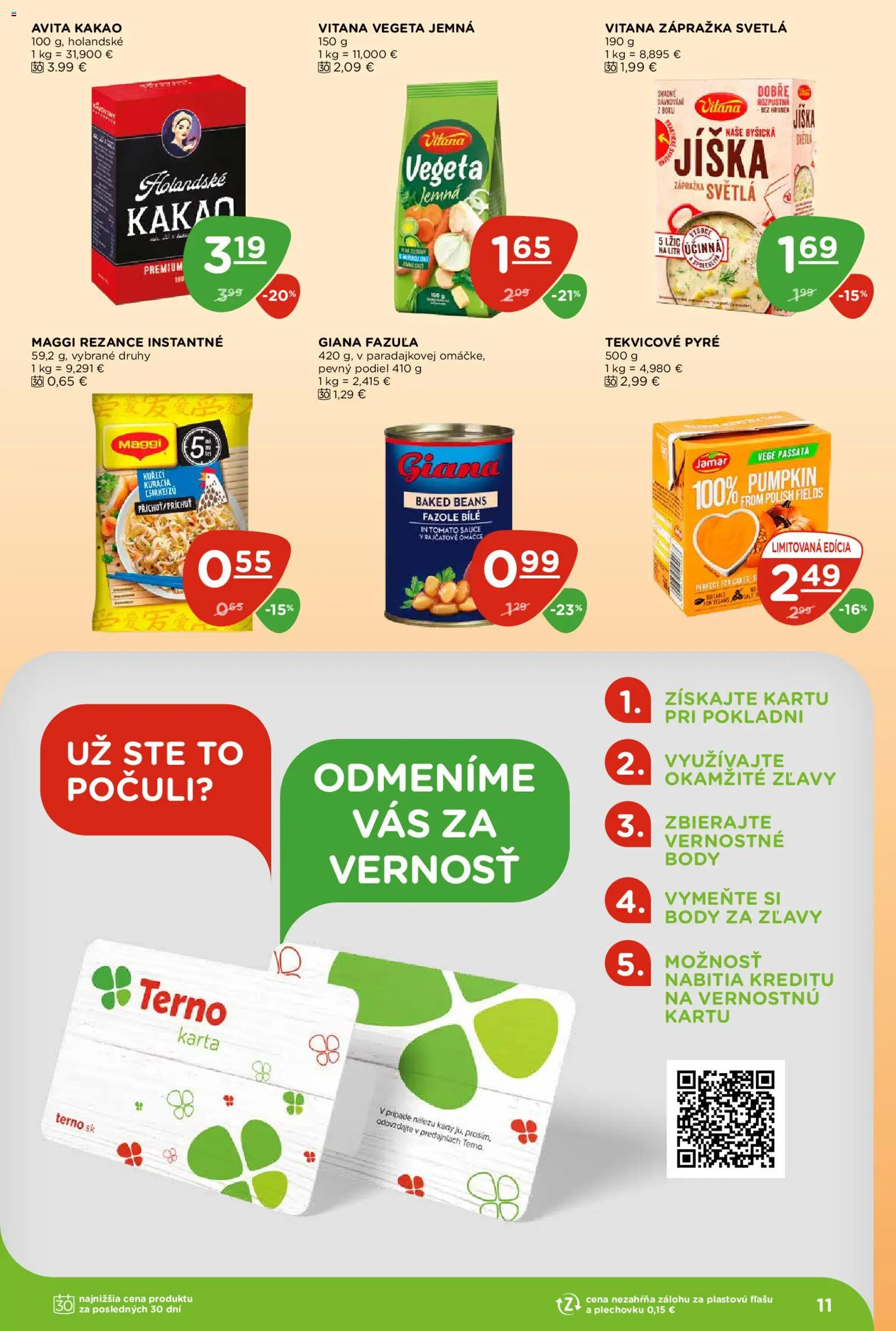 Náhľad Terno letáku platného od 08.10.2026 - Svetlá, Kakao, Fazuľa, Rezance