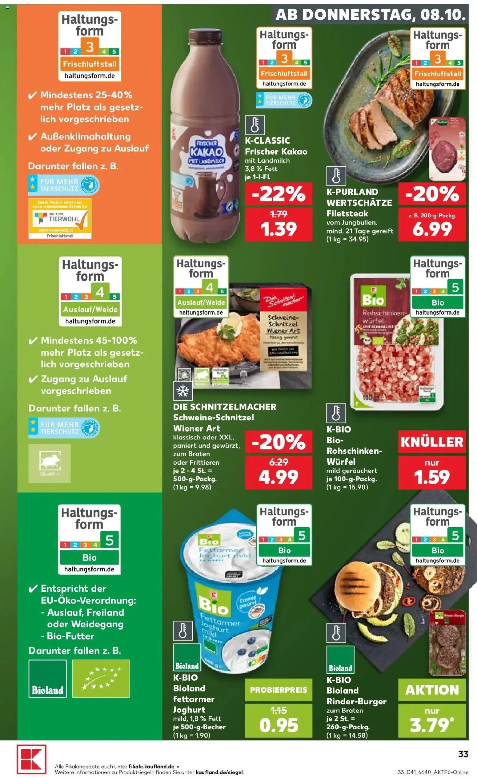 Vorschau von dem Prospekt des Geschäftes Kaufland, gültig ab dem 08.10.2026 - Schnitzel, Joghurt