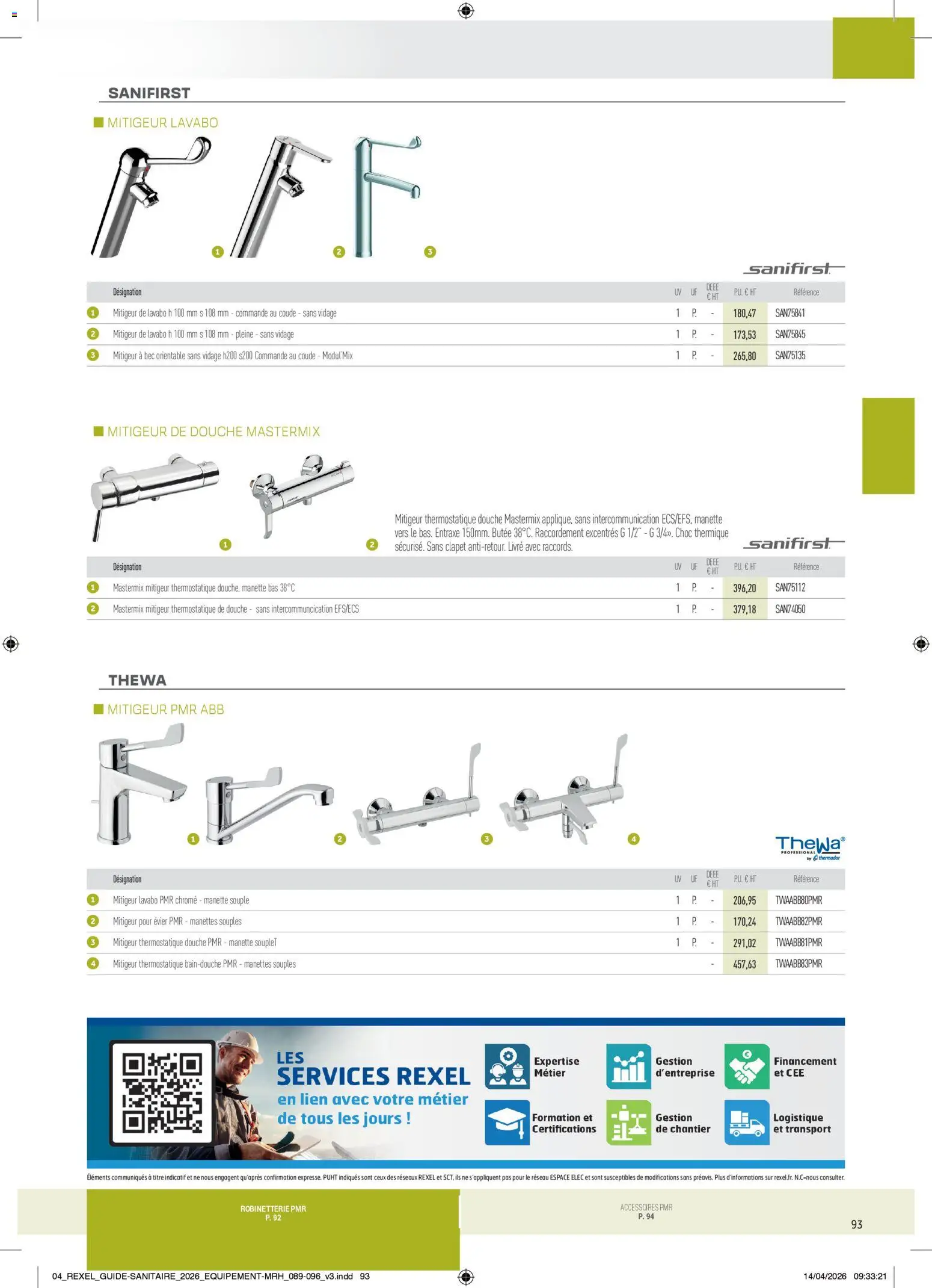 Prévisualisation de Rexel - Brochure Sanitaire du magasin Rexel formulaire valide 20/04/2026 - Livre, Douche, Lavabo, Mitigeur thermostatique, Mitigeur lavabo, Mitigeur de lavabo