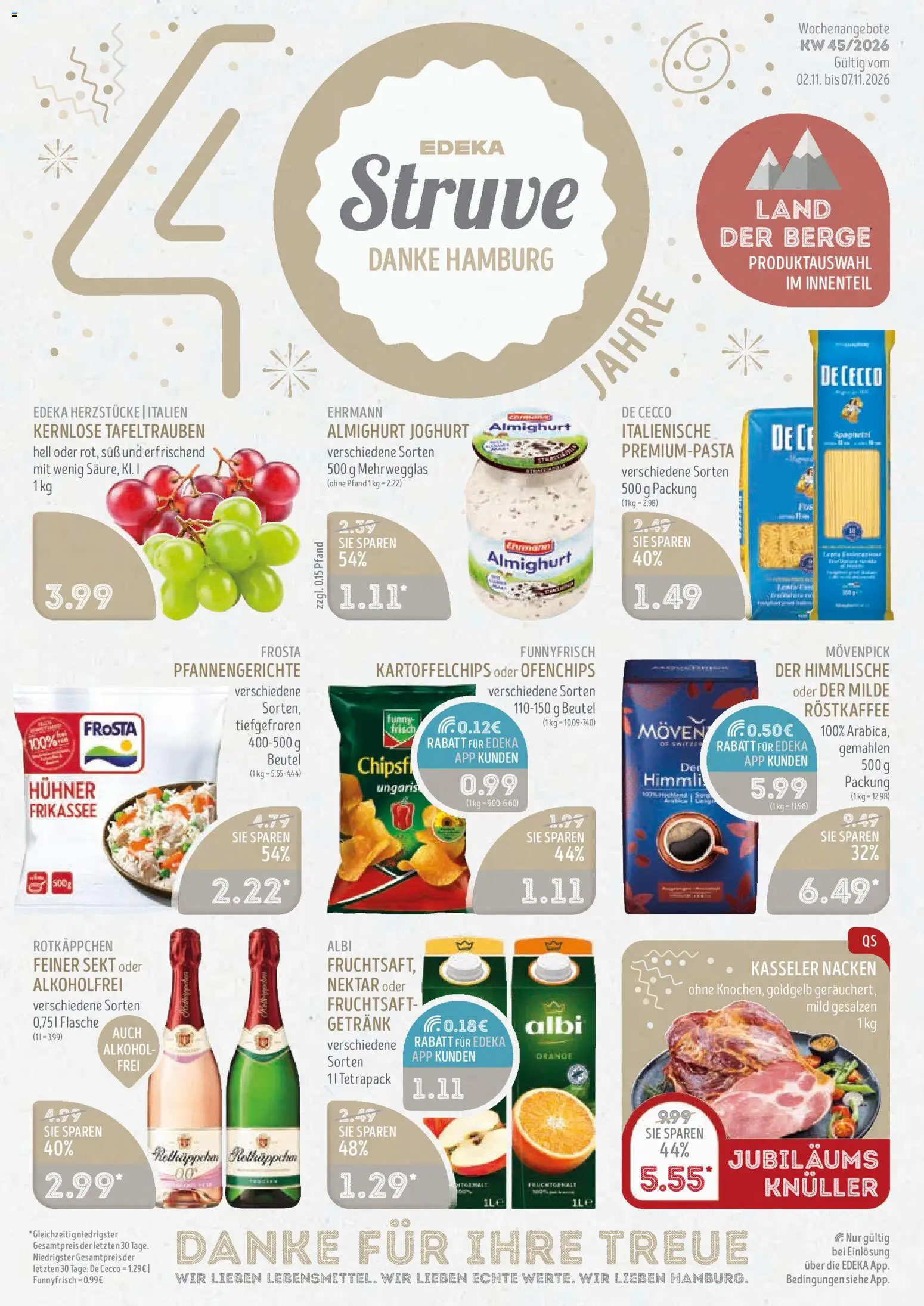 Vorschau von dem Prospekt des Geschäftes Edeka Struve, gültig ab dem 02.11.2026 - Joghurt, Alkohol, Rotkäppchen, Frosta, Sekt, Fruchtsaft, Kasseler nacken