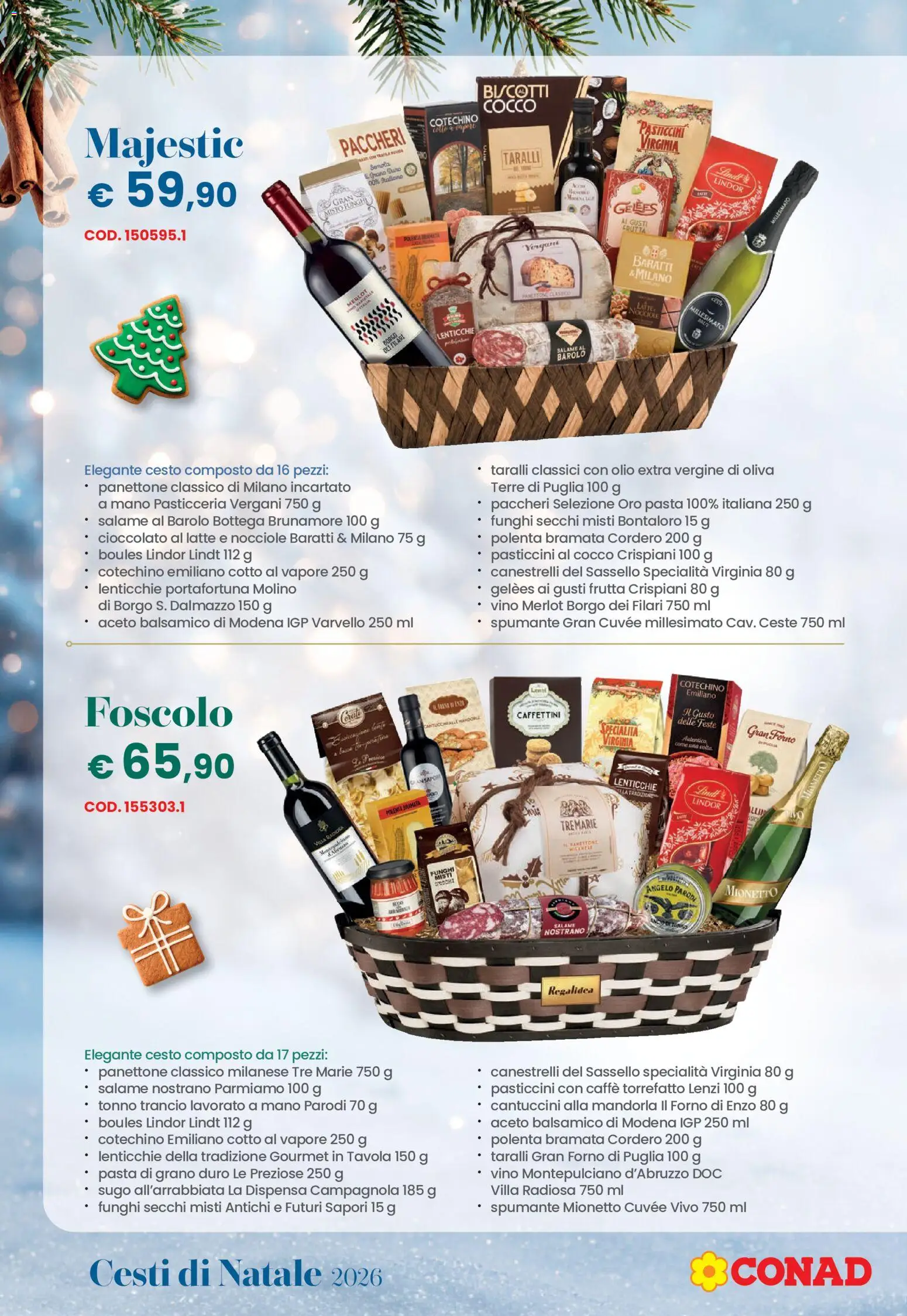 Anteprima dell'opuscolo Conad volantino Natale Lombardia dal negozio Conad valido da 26/10/2026 - Caffè, Vino, Latte, Lenticchie, Tonno, Cotechino, Salame, Aceto