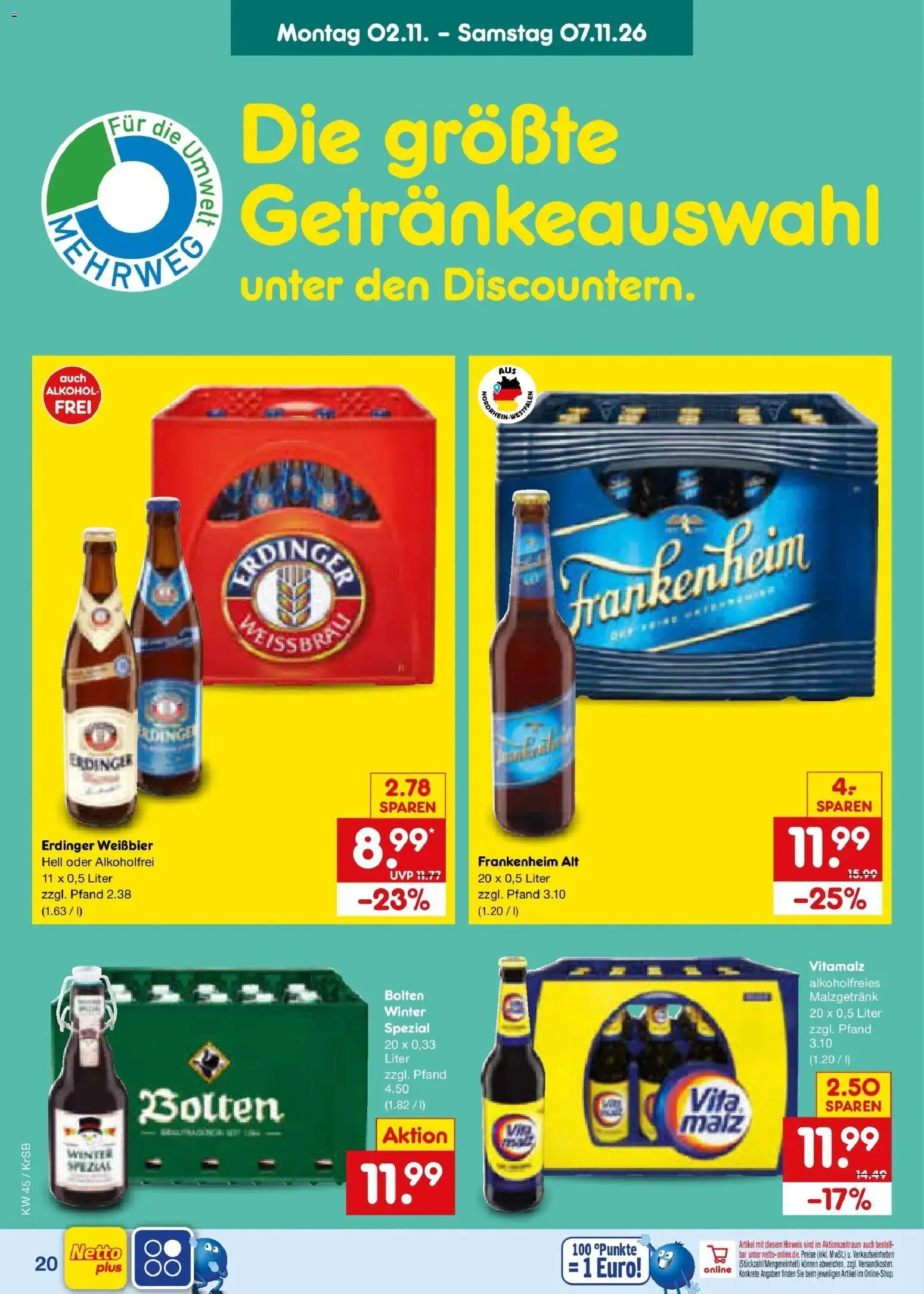 Vorschau von dem Prospekt des Geschäftes Netto Marken-Discount, gültig ab dem 02.11.2026 - Alkohol, Erdinger, Weißbier