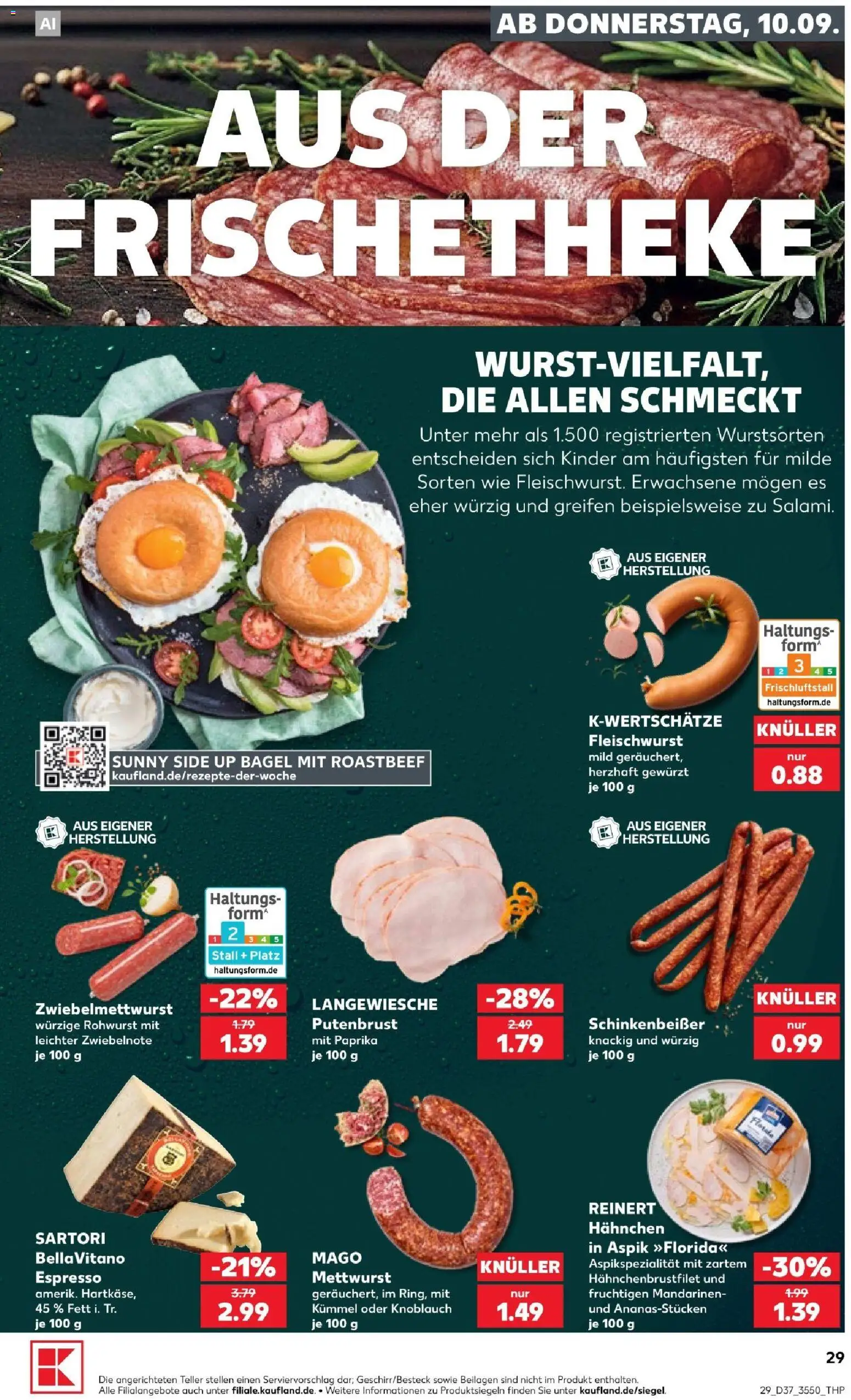Vorschau von dem Prospekt des Geschäftes Kaufland, gültig ab dem 10.09.2026 - Roastbeef, Paprika, Knoblauch, Mandarinen, Putenbrust, Beilagen, Hahnchen