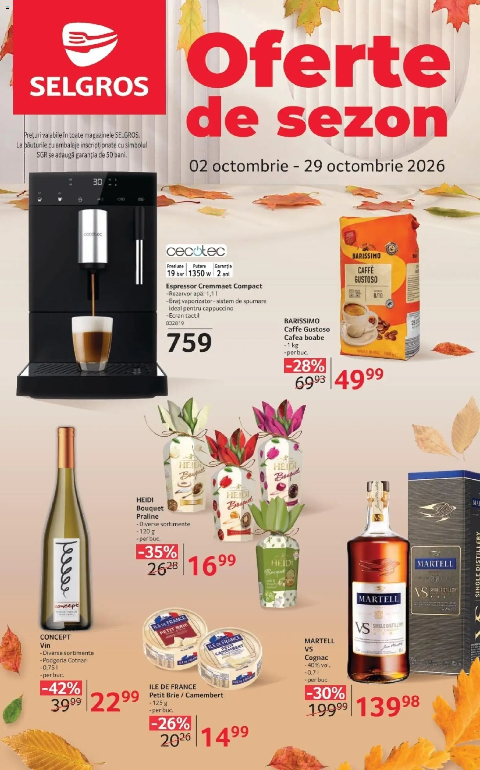 Previzualizarea de cataloage: Selgros Selgros Catalog Oferte de sezon valabil de la 02.10.2026 - Apă, Cafea, Cappuccino, Espressor, Heidi, Praline