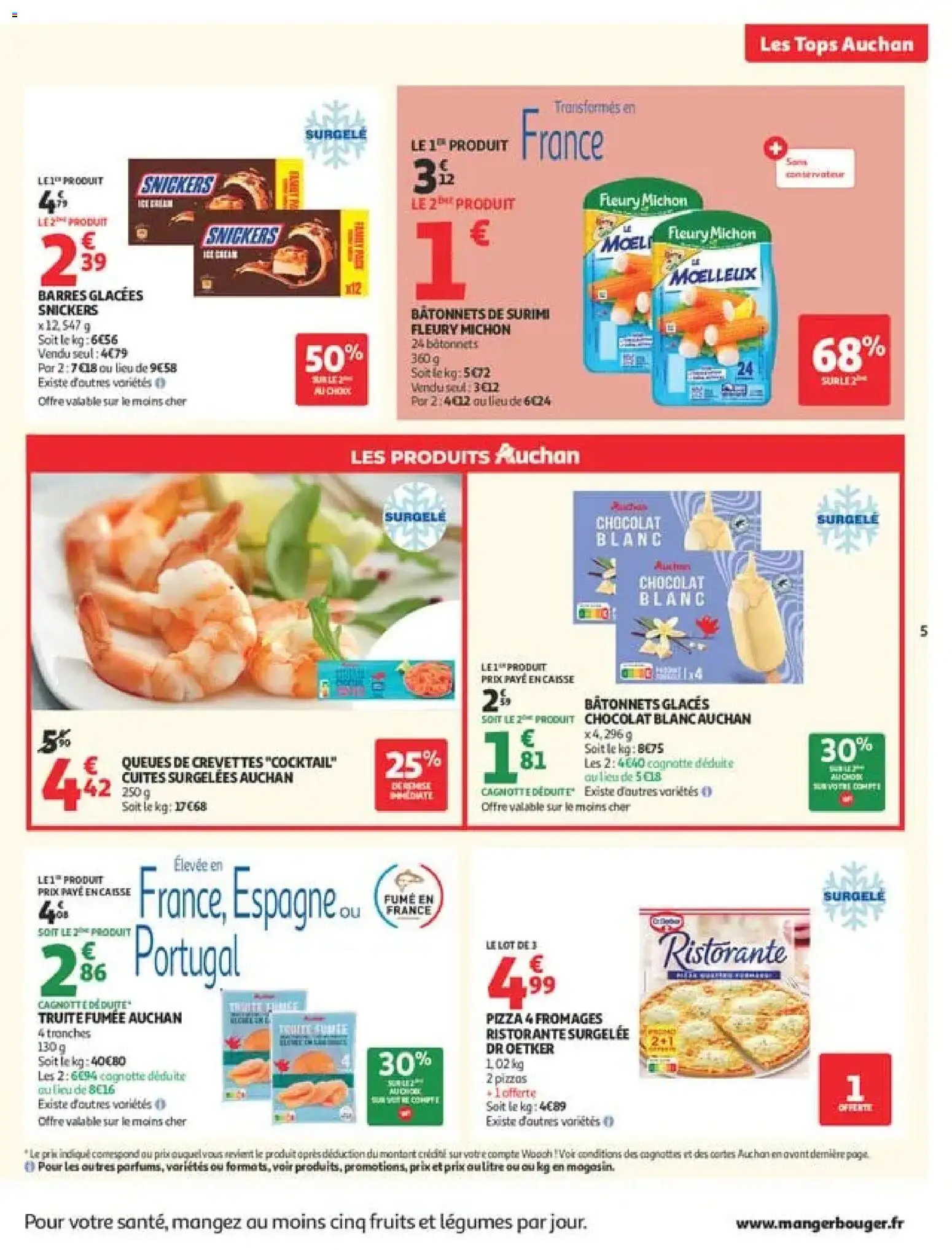 Prévisualisation de Auchan Tops rentrée supers du magasin Auchan formulaire valide 01/09/2026 - Fruits, Truite, Truite fumée, Snickers, Pizza 4 fromages, Chocolat blanc, Crevettes, Bâtonnets de surimi