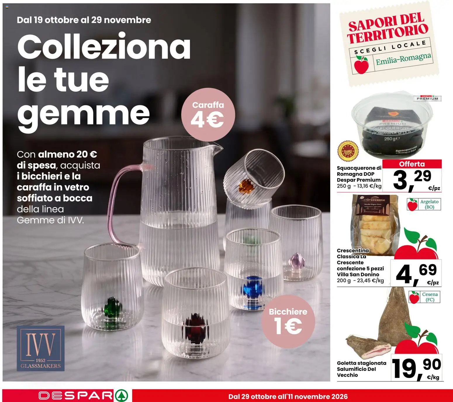 Anteprima dell'opuscolo Despar volantino Budrio dal negozio Despar valido da 29/10/2026 - Bicchiere, Caraffa