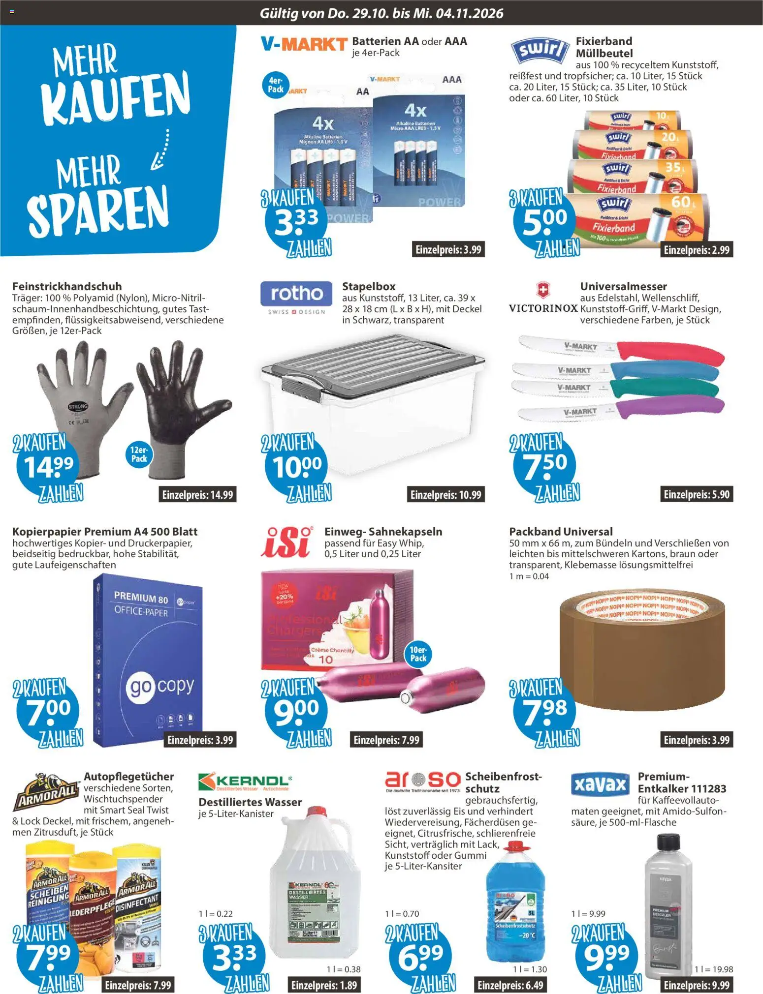 Vorschau von dem Prospekt des Geschäftes V-Markt, gültig ab dem 29.10.2026 - Eis, Wasser, Batterien, Creme