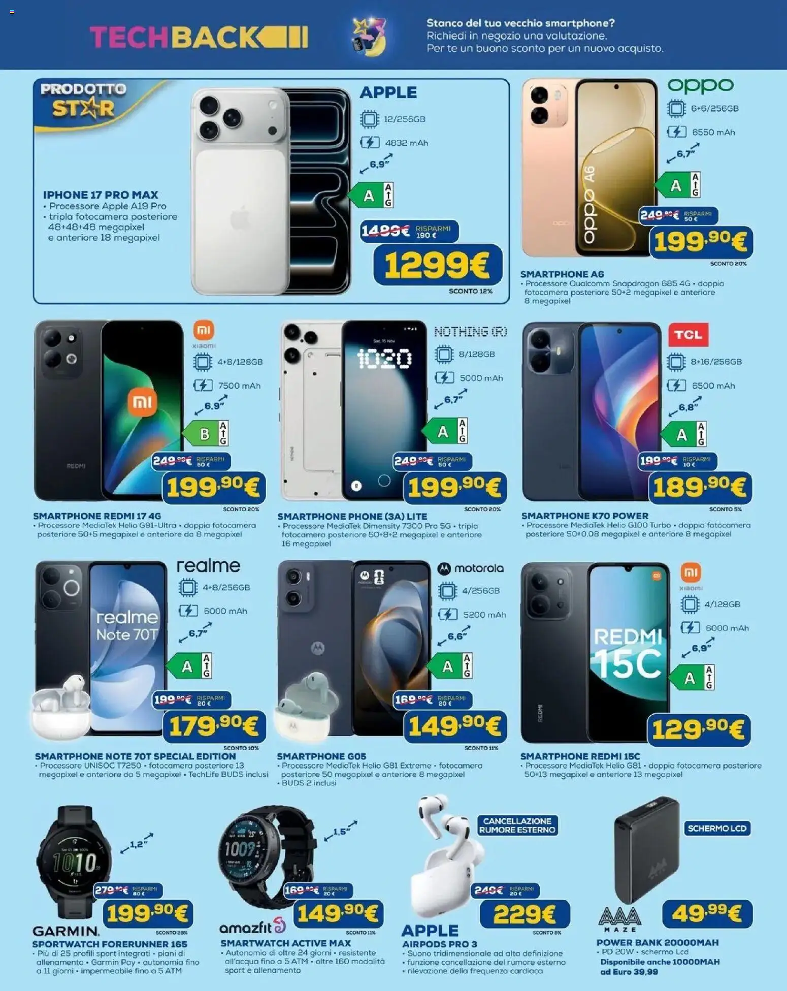 Anteprima dell'opuscolo Euronics volantino Torino dal negozio Euronics valido da 20/08/2026 - Xiaomi, Airpods, Smartphone, Smartwatch, Power bank, Fotocamera, Tè, Schermo