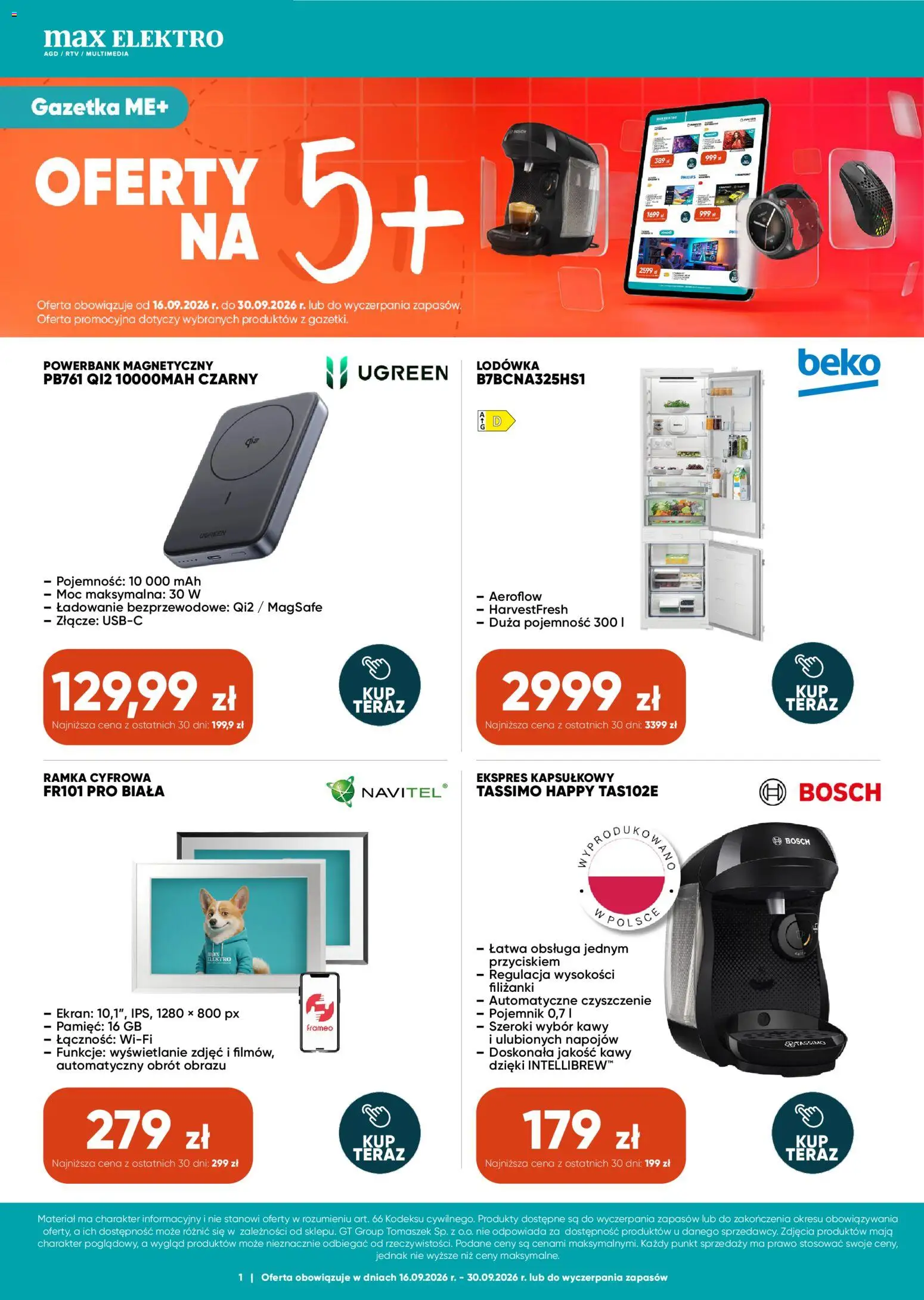 Pogląd gazetki "Max elektro gazetka" ze sklepu Max elektro ważnej od 16.09.2026