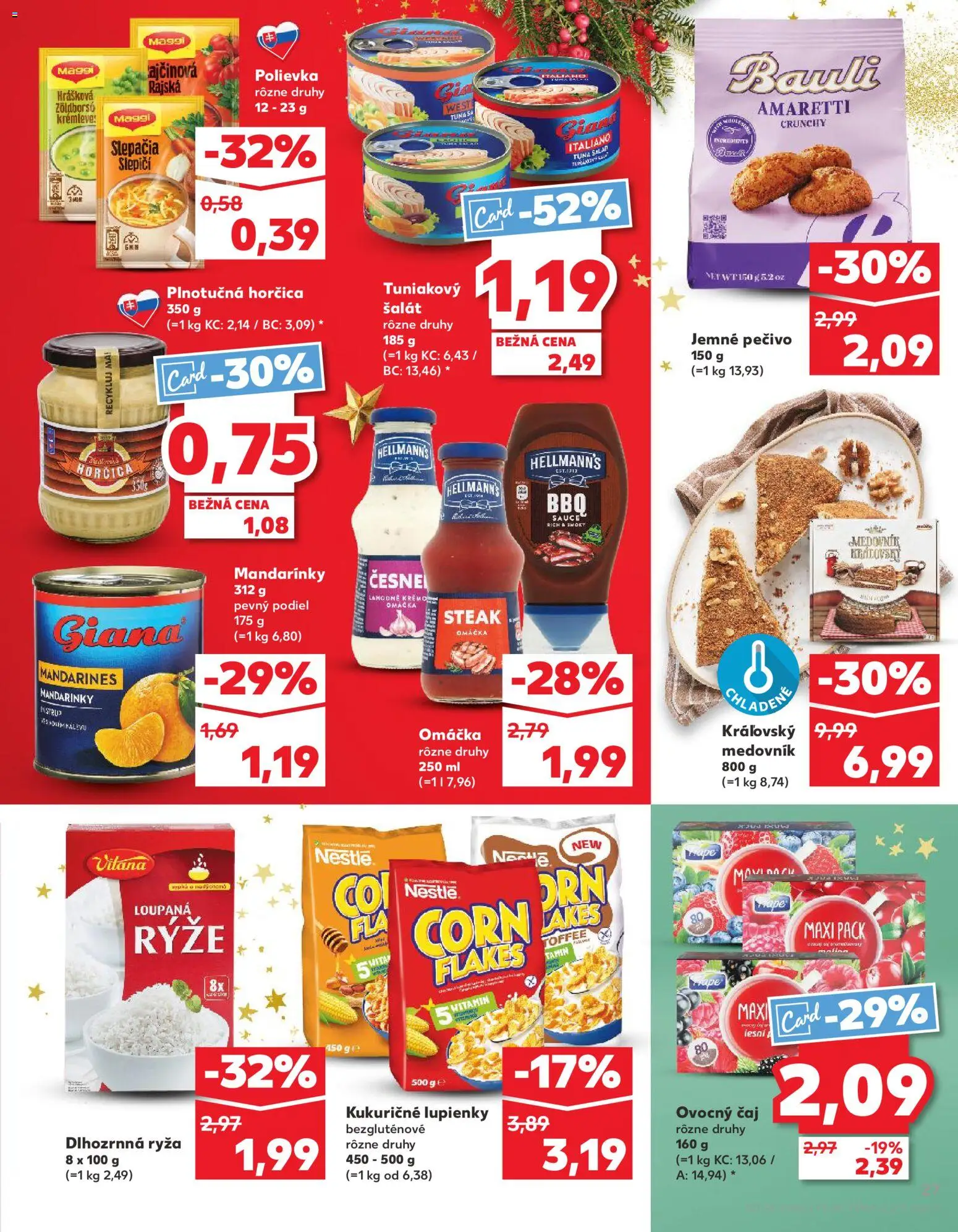 Náhľad Kaufland letáku platného od 13.11.2025 - Medovník, Steak, Šalát, Čaj, Ryža, Omáčka, Mandarinky