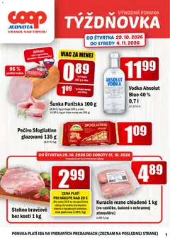 Náhľad COOP Jednota letáku platného od 29.10.2026