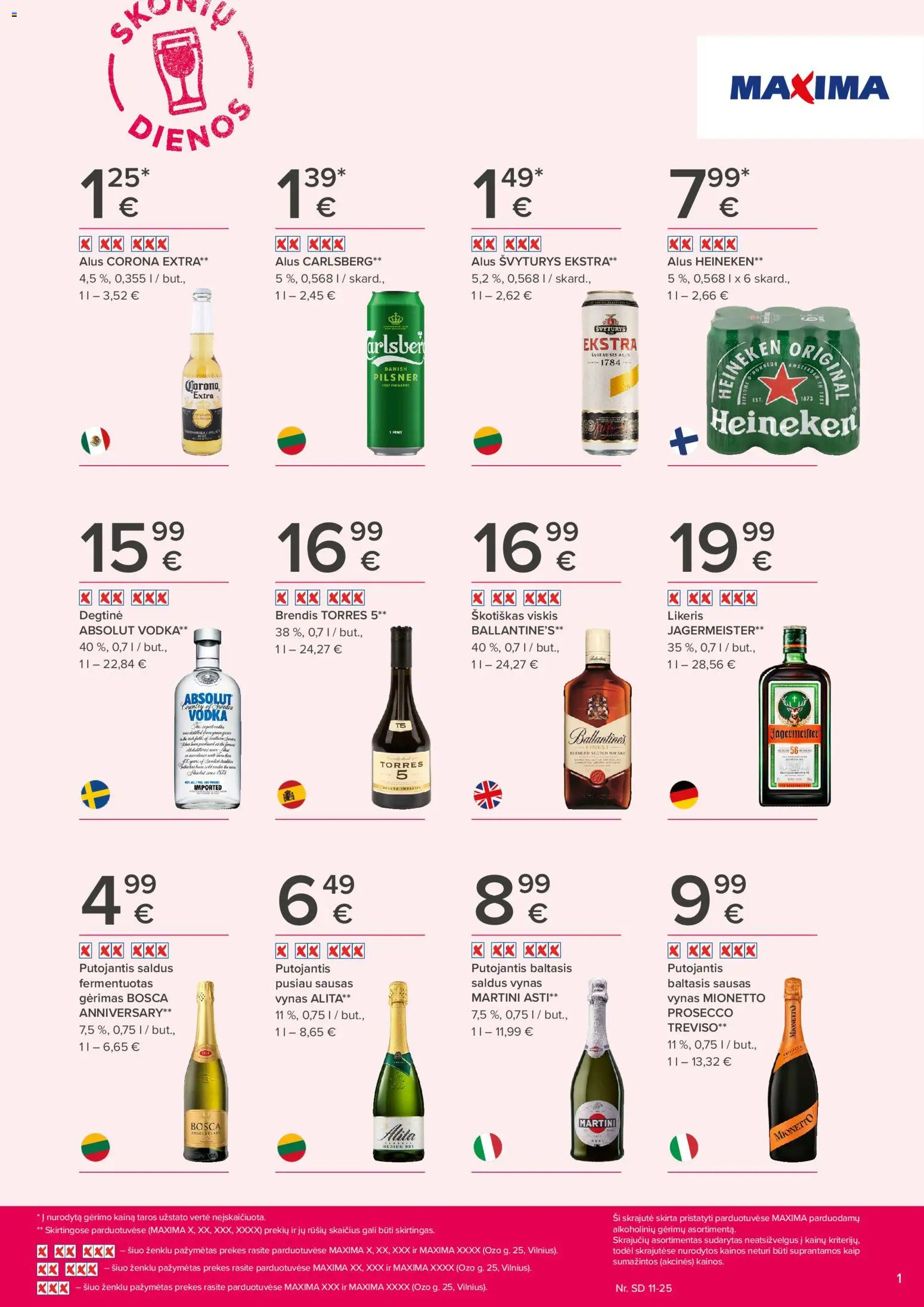 MAXIMA parduotuvės leidinio MAXIMA leidinys - Skonių dienos galiojančio nuo 2026.10.29 peržiūra - Alus, Viskis, Vynas, Degtinė, Jägermeister