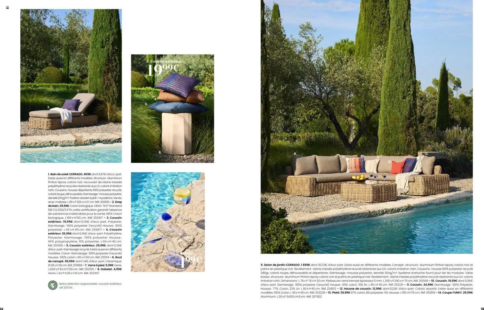 Prévisualisation de Maisons du Monde catalogue du magasin Maisons du Monde formulaire valide 02/09/2026 - Salon de jardin, Table basse, Canapé, Table, Bain de soleil, Mousse, Plateau, Coton