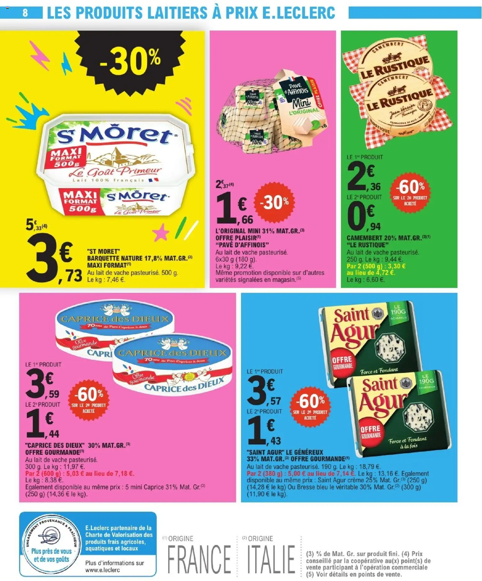 Prévisualisation de E.Leclerc catalogue du magasin E.Leclerc formulaire valide 08/09/2026 - Jean, Lait, Camembert, Crème, Caprice des dieux, Produits laitiers