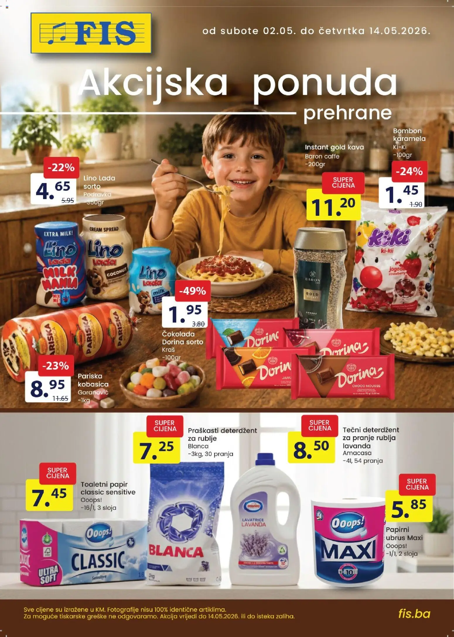 Pregled letka FIS akcija prehrane trgovine FIS vrijedi od 02.05.2026