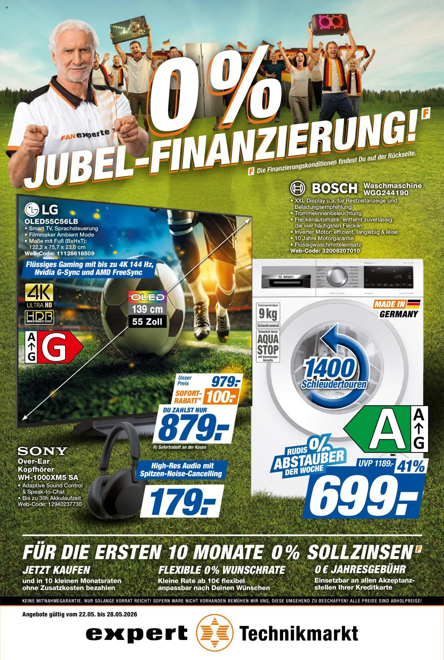 Vorschau von dem Prospekt des Geschäftes Expert, gültig ab dem 22.05.2026 - Waschmaschine, Bosch, Sony, Kopfhörer, LG, Audio