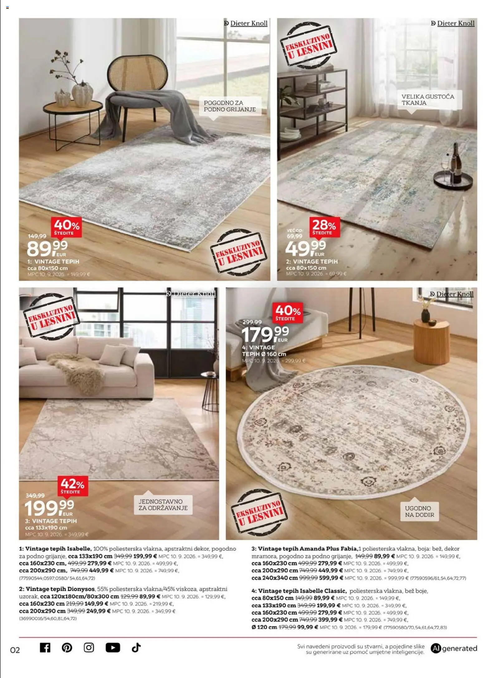 Pregled letka Lesnina Katalog Toplina pri svakom koraku trgovine Lesnina vrijedi od 01.10.2026 - Tepih