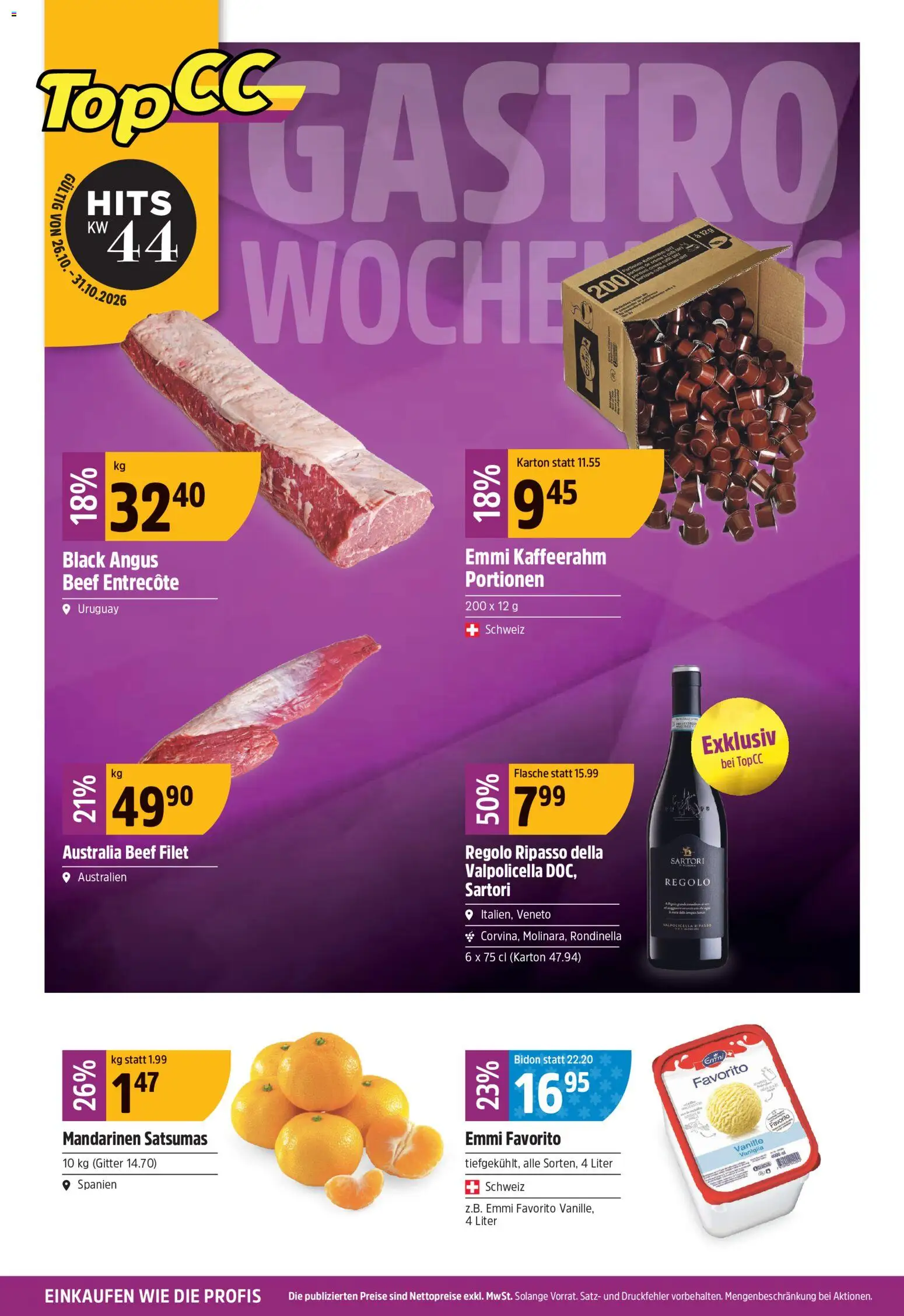 Vorschau des Merkblatts TopCC aktionen vom Shop TopCC gültig von 26.10.2026 bis 31.10.2026 - Vanille, Gitter, Mandarinen