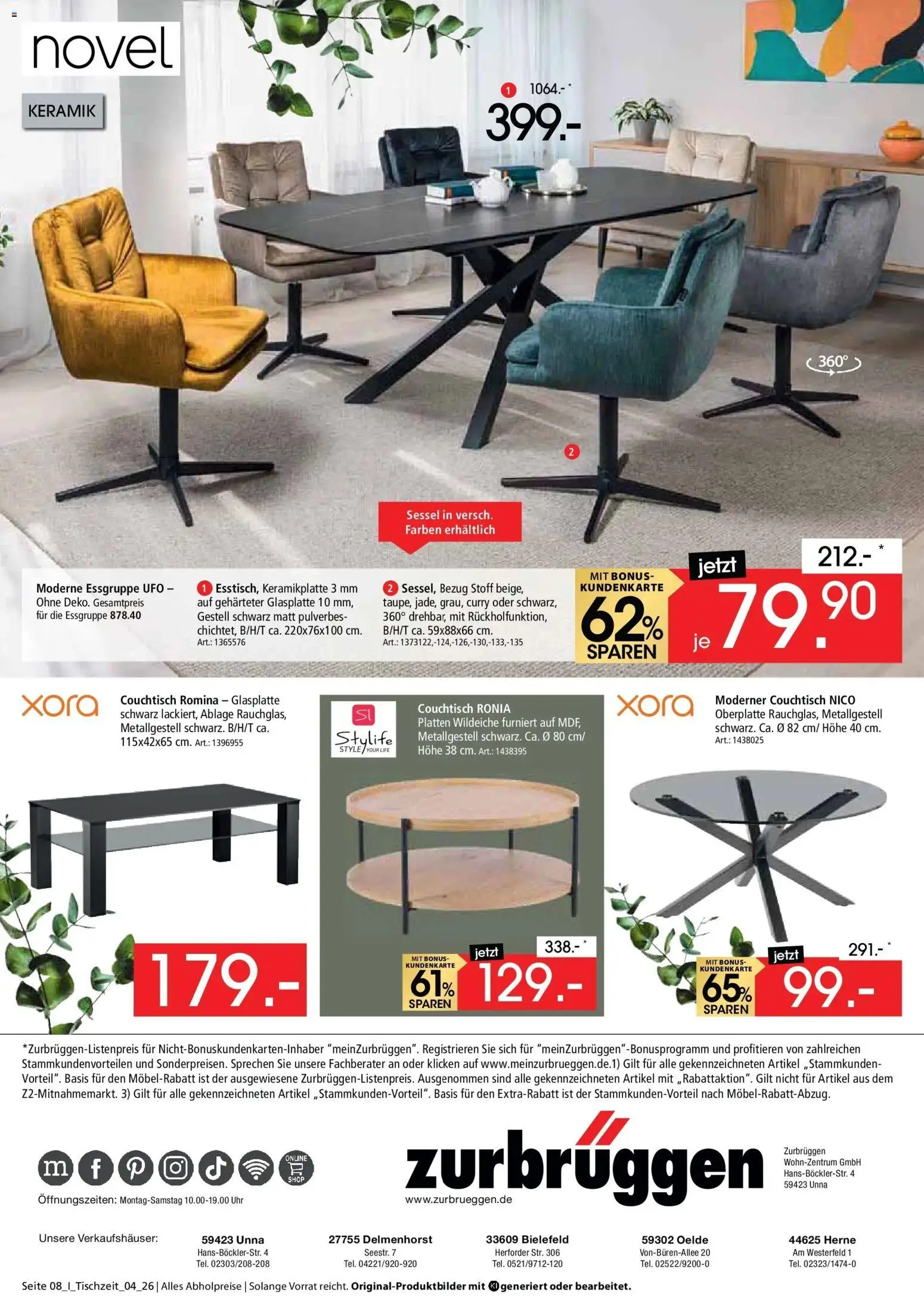 Vorschau von dem Prospekt des Geschäftes Zurbrüggen, gültig ab dem 23.10.2026 - Uhr, Couchtisch, Sessel, Essgruppe