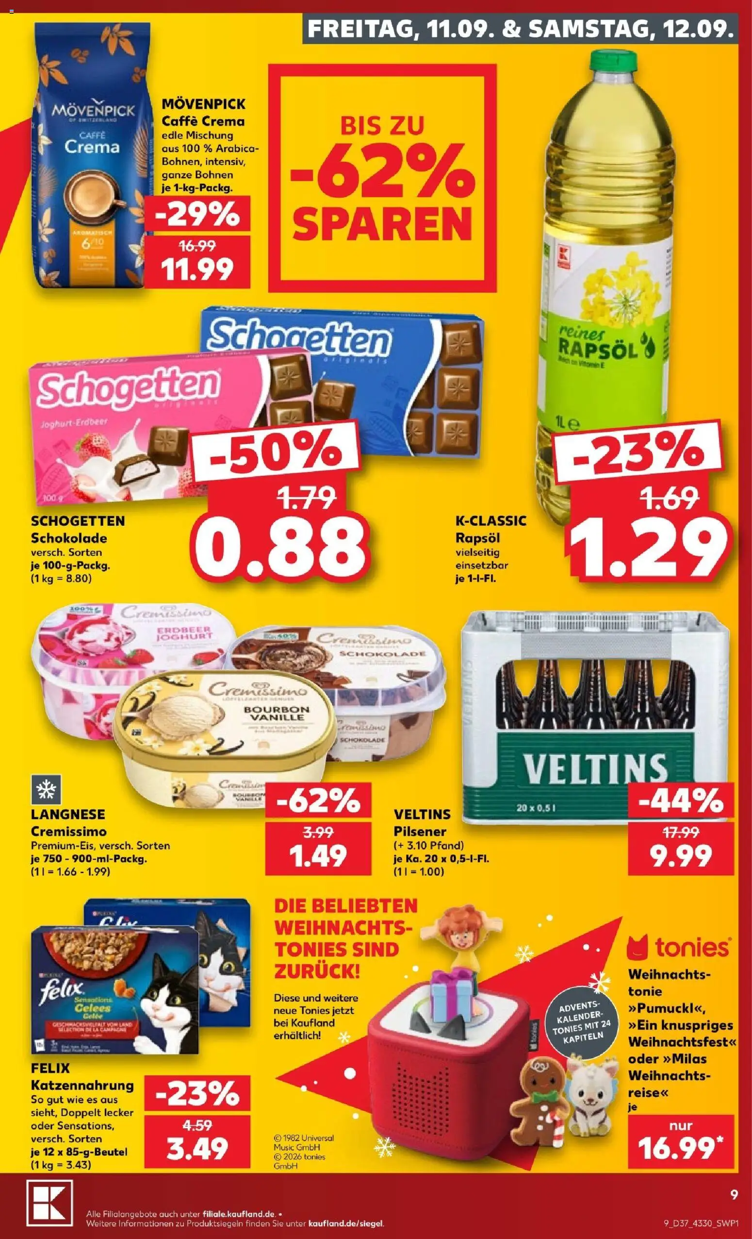 Vorschau von dem Prospekt des Geschäftes Kaufland, gültig ab dem 10.09.2026 - Schokolade, Joghurt, Veltins, Rapsöl, Vanille, Bourbon, Langnese, Schogetten