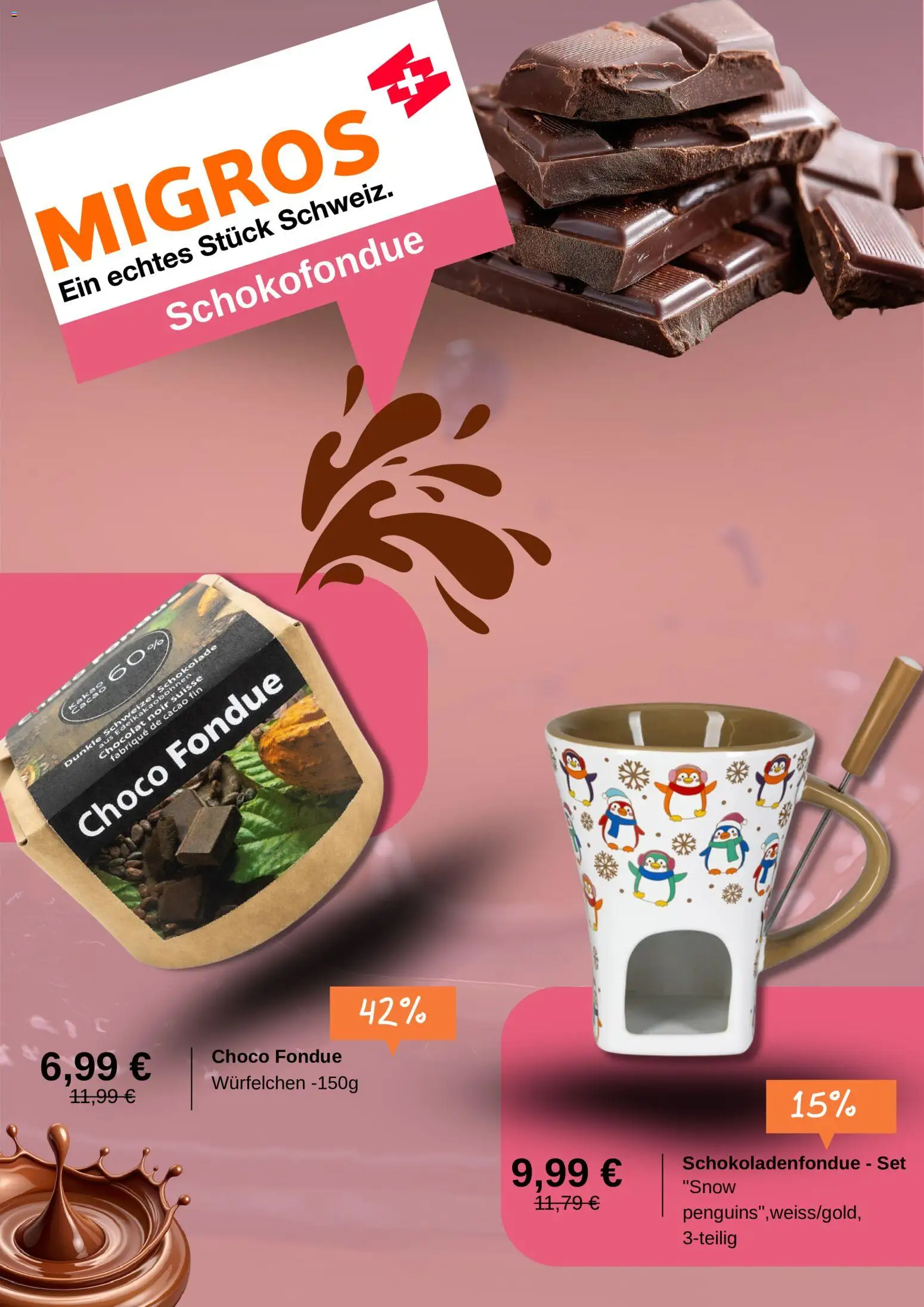 Vorschau von dem Prospekt des Geschäftes Migros, gültig ab dem 27.10.2026 - Schokolade, Fondue