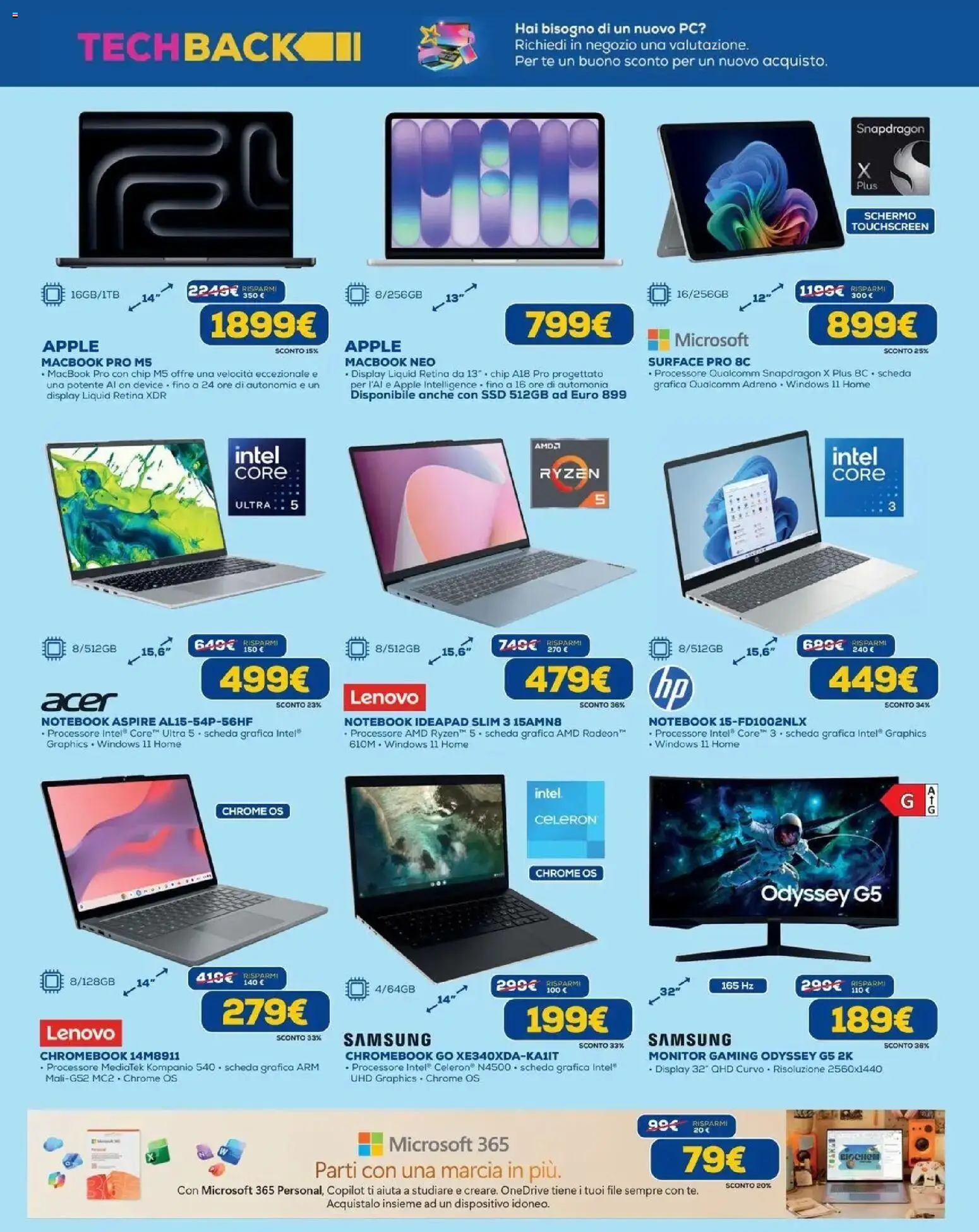 Anteprima dell'opuscolo Euronics volantino Torino dal negozio Euronics valido da 20/08/2026 - Samsung, PC, Macbook, Notebook, Monitor, Tè, Schermo