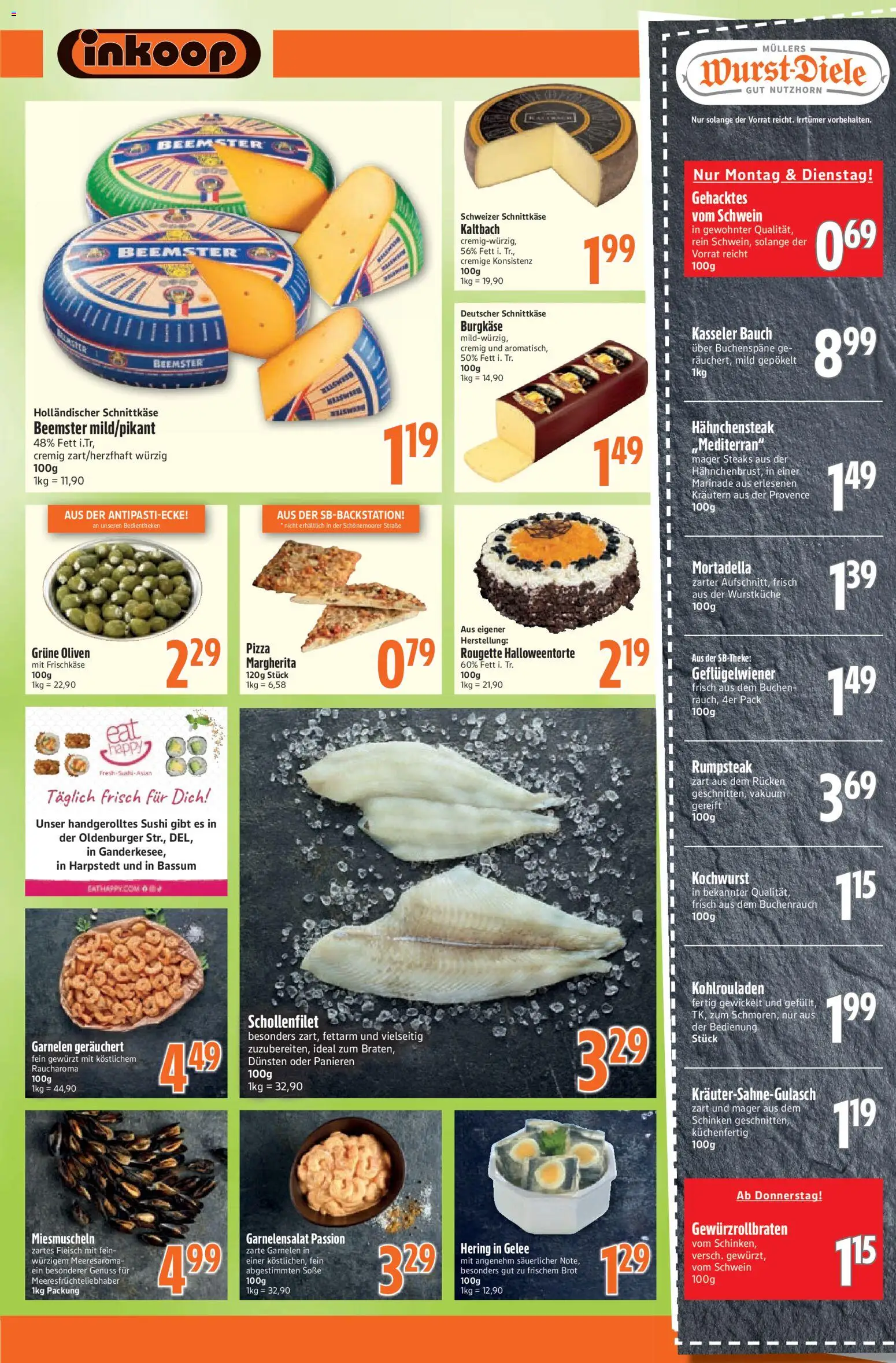 Vorschau von dem Prospekt des Geschäftes Inkoop, gültig ab dem 26.10.2026 - Pizza, Brot, Rumpsteak, Fleisch, Hering, Schinken, Soße, Frischkase