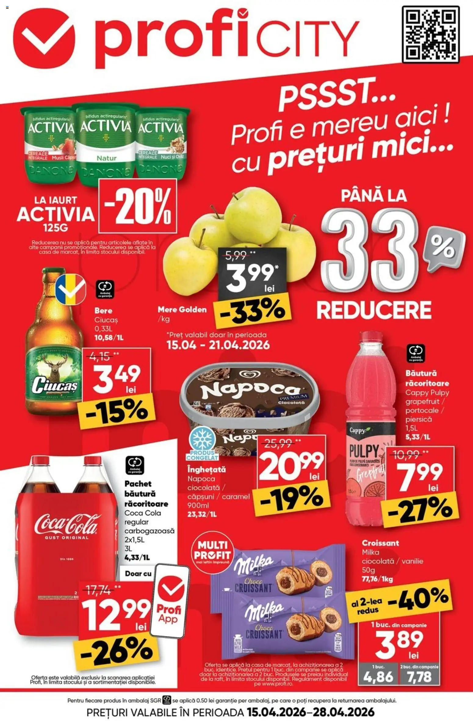Previzualizarea de cataloage: Profi Profi Catalog City nou valabil de la 15.04.2026 - Mici, Coca cola, Bere, Căpșuni, Grapefruit, Mere, Piersică, Portocale