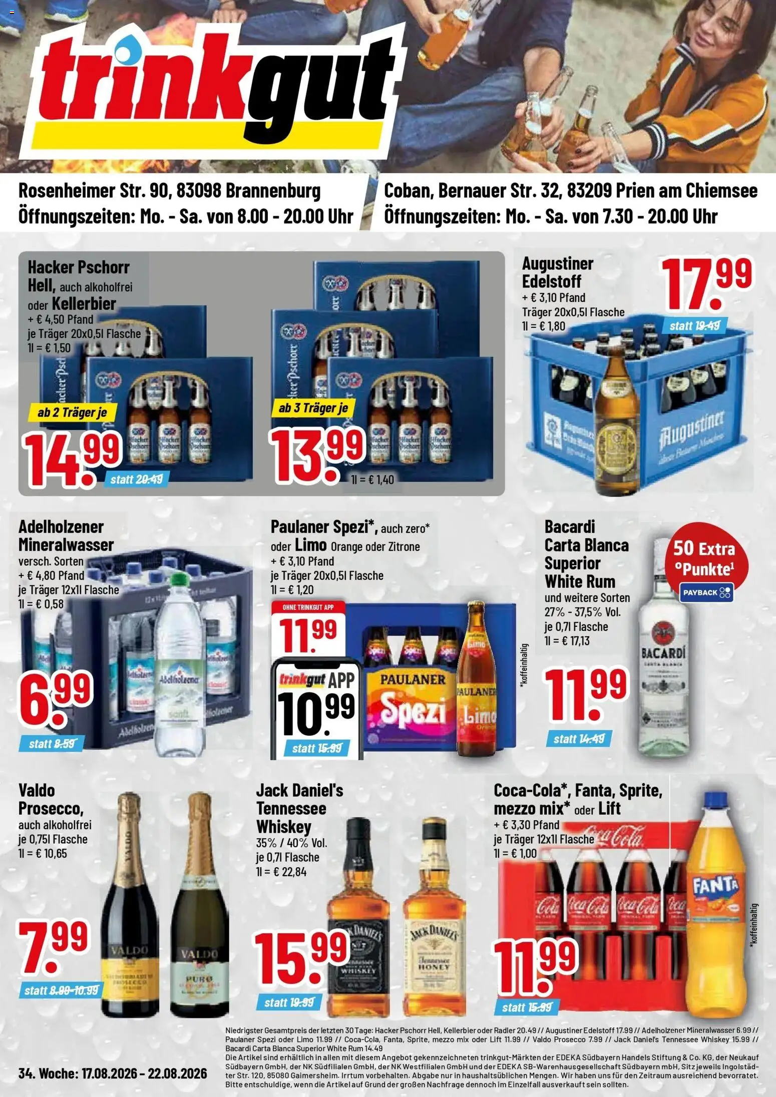 Vorschau von dem Prospekt des Geschäftes Trinkgut, gültig ab dem 17.08.2026 - Cola, Mineralwasser, Prosecco, Zitrone, Paulaner, Fanta, Radler, Jack Daniel's
