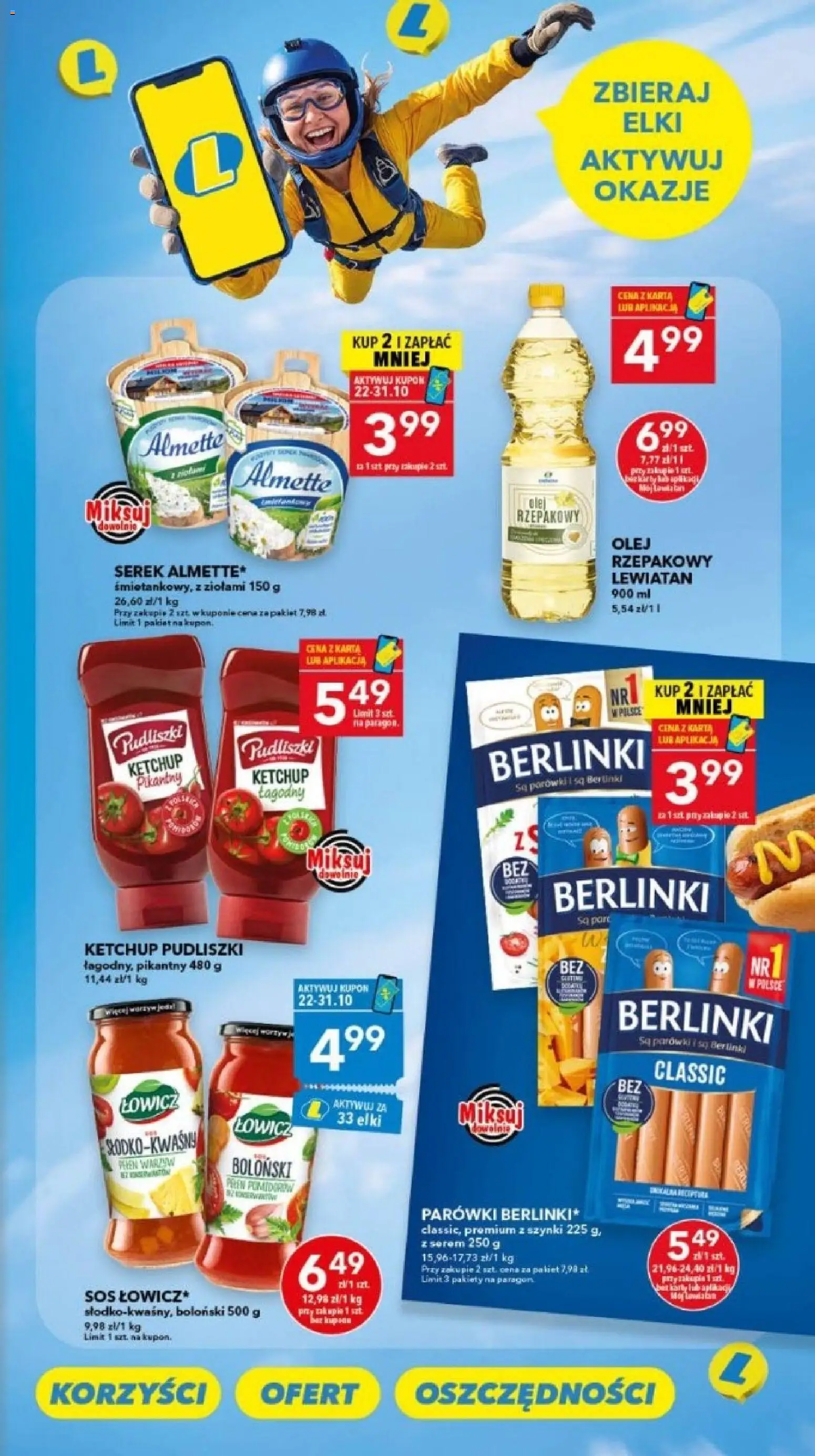 Pogląd gazetki "Lewiatan gazetka - Bydgoszcz" ze sklepu Lewiatan ważnej od 22.10.2026 - Olej, Sos, Almette, Ketchup, Parówki, Berlinki, Serek, Ketchup pudliszki