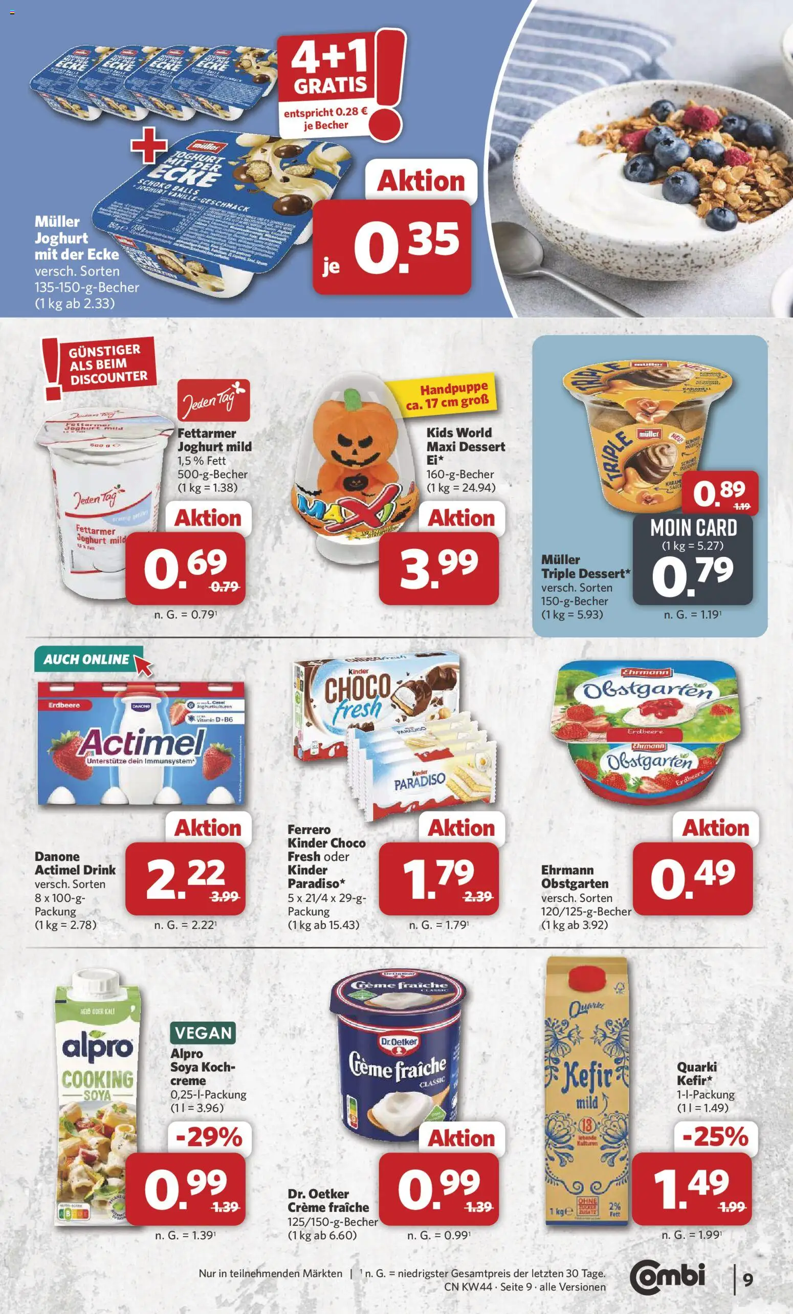 Vorschau von dem Prospekt des Geschäftes Combi, gültig ab dem 26.10.2026 - Joghurt, Kefir, Actimel, Creme, Alpro