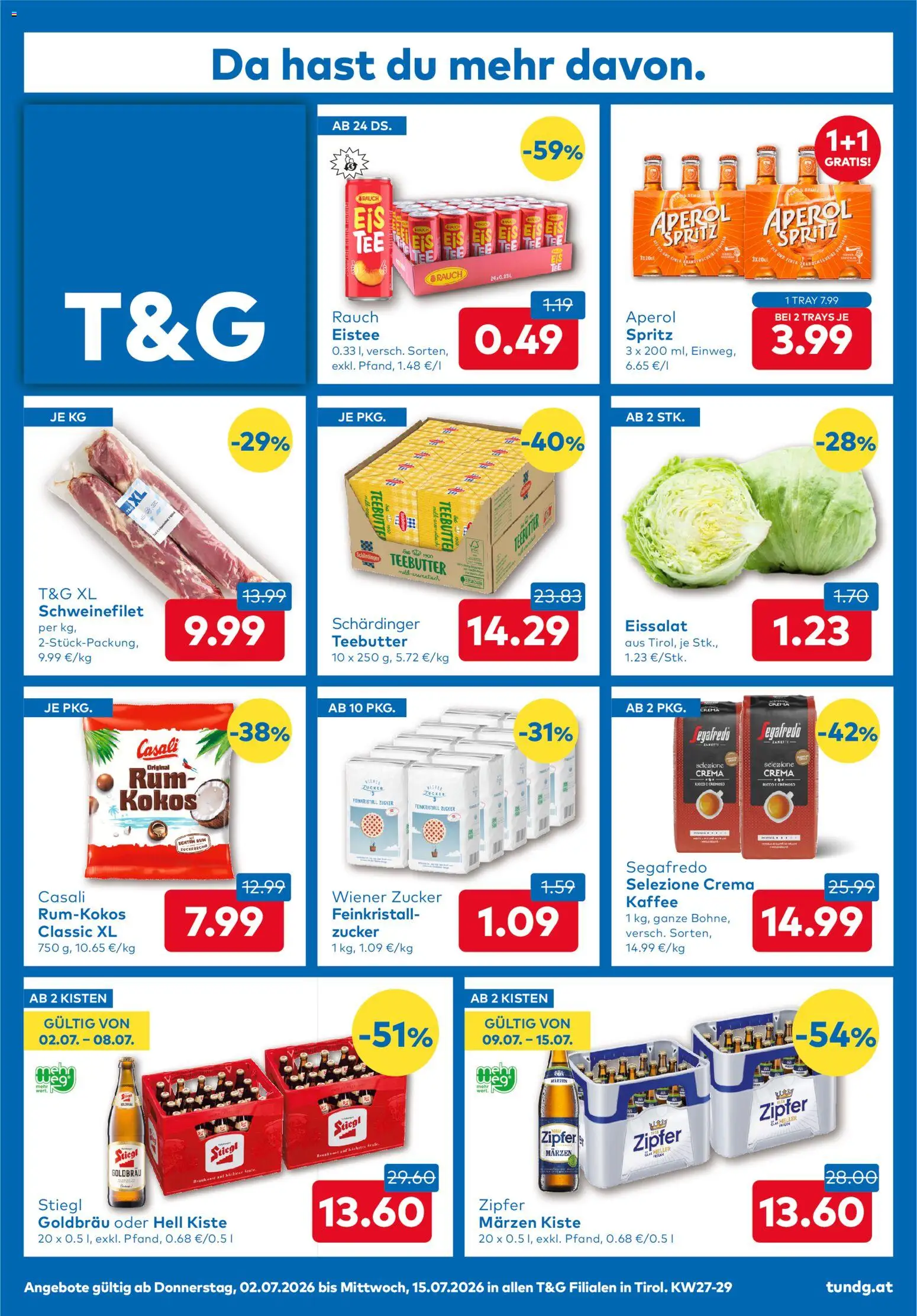 Vorschau der Angebote: T&G T&G Flugblatt gültig ab 02.07.2026 - Eis, Kaffee, Aperol, Zucker