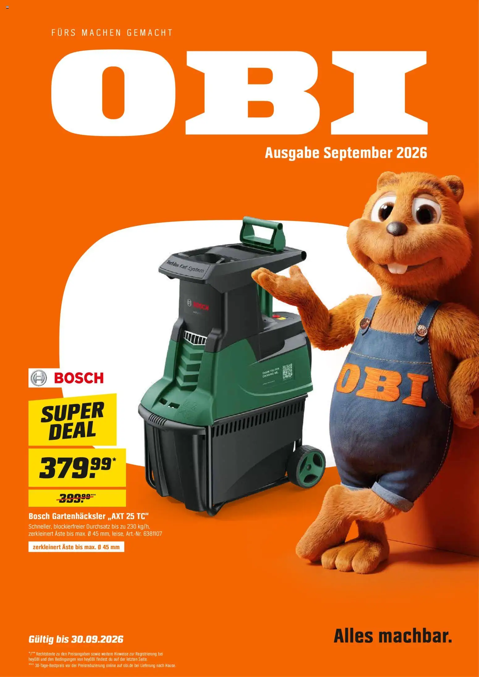 Vorschau von dem Prospekt des Geschäftes Obi, gültig ab dem 01.09.2026
