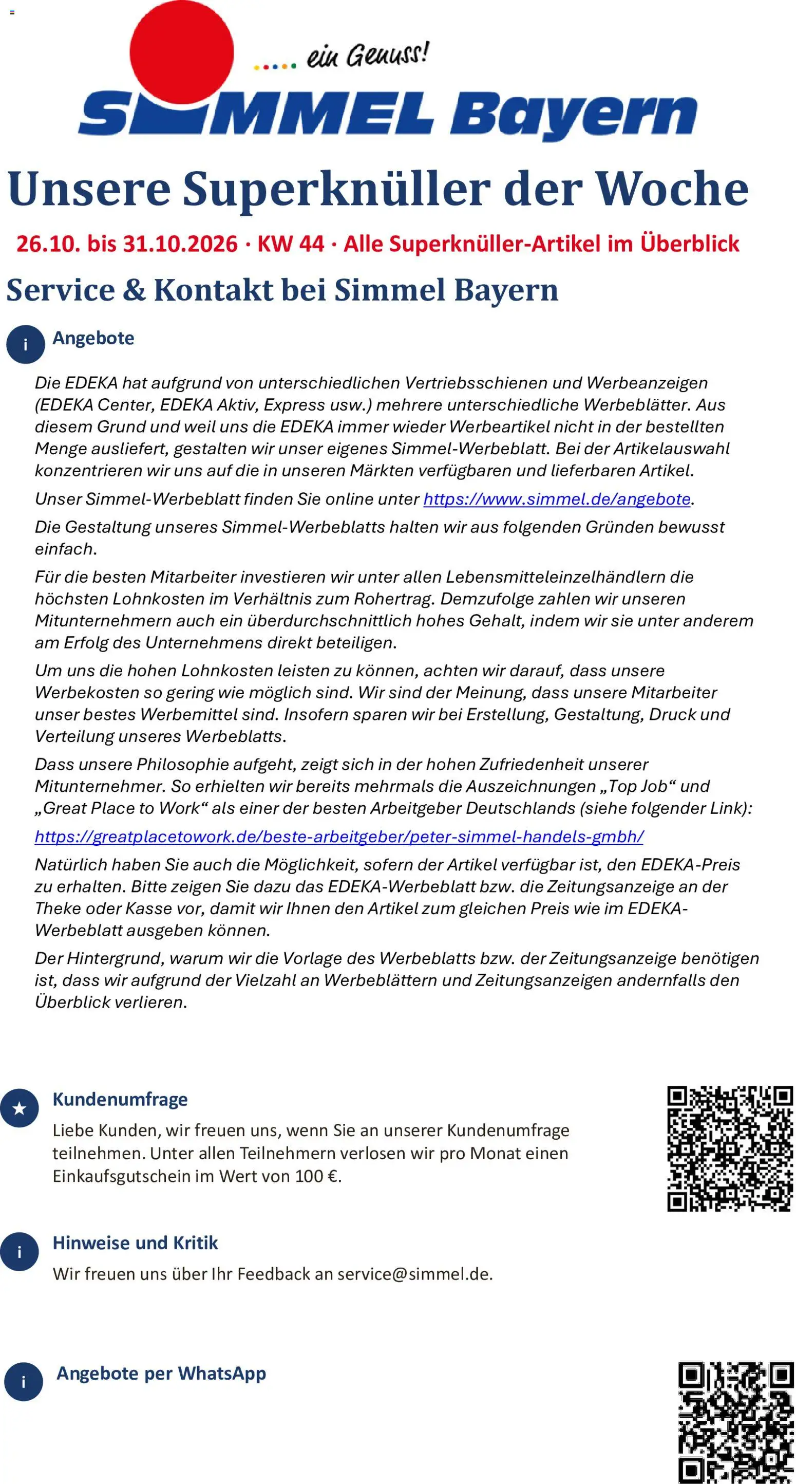 Vorschau von dem Prospekt des Geschäftes Simmel, gültig ab dem 26.10.2026 - Theke
