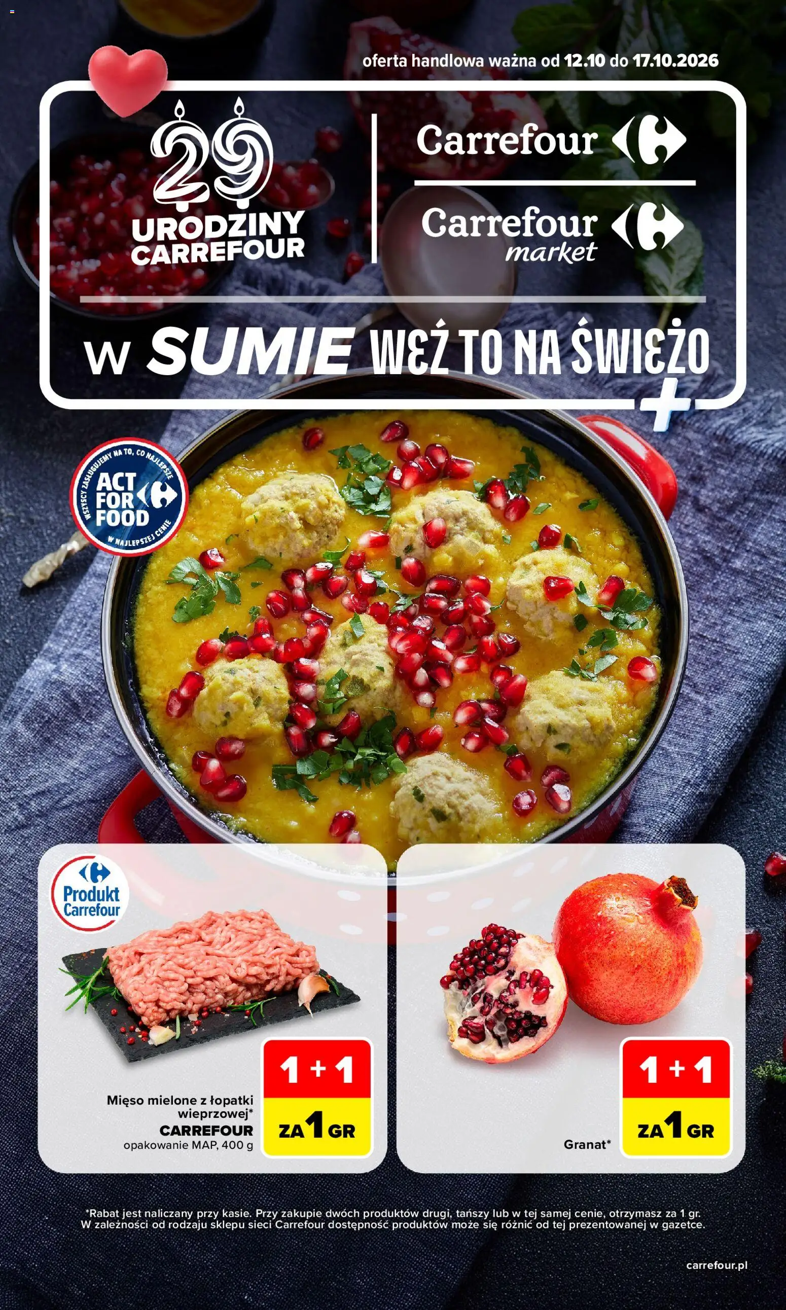 Pogląd gazetki "Carrefour gazetka - Weź to na świeżo" ze sklepu Carrefour ważnej od 12.10.2026 - Mięso, Mięso mielone, Mięso mielone z łopatki