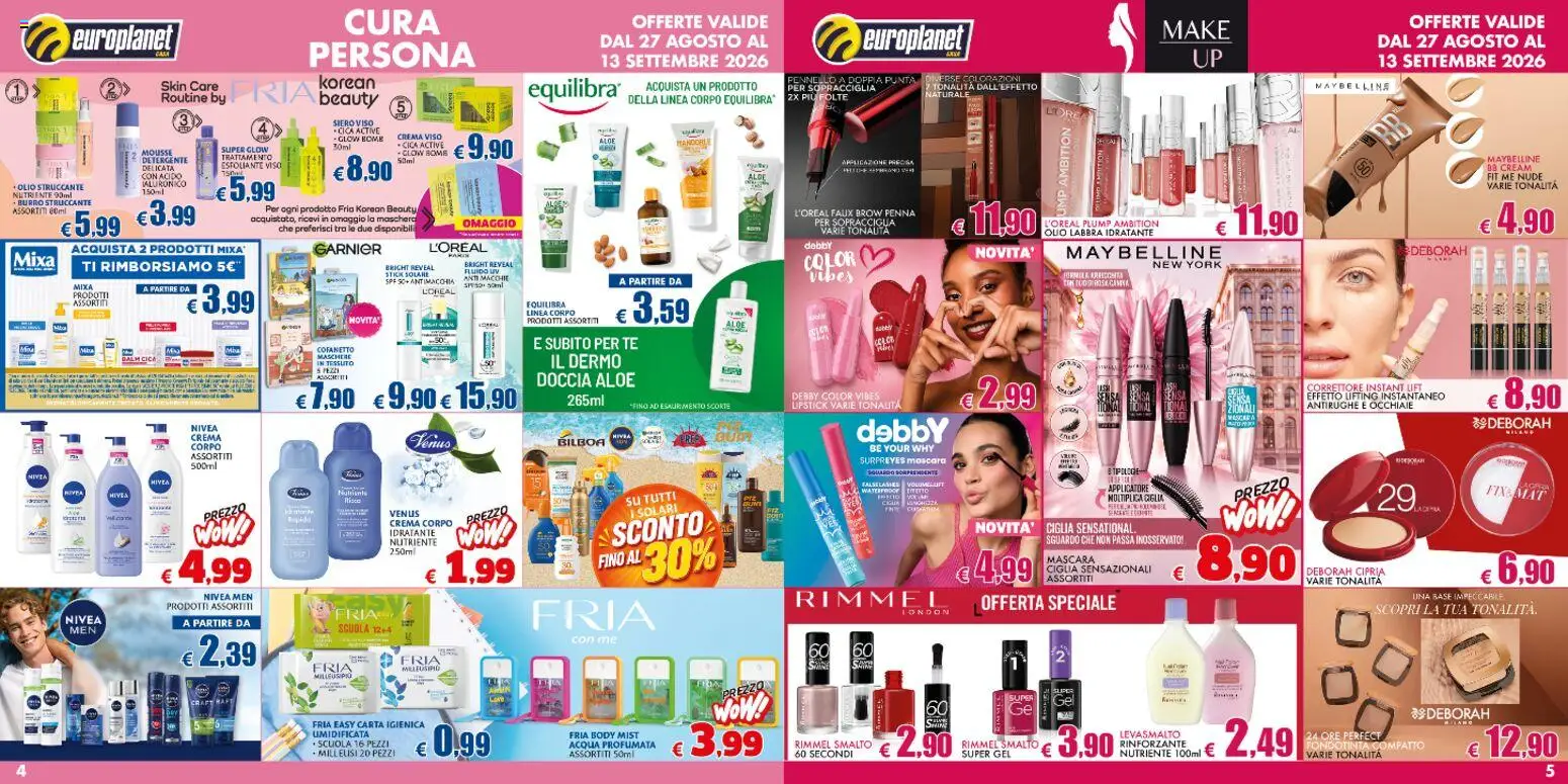 Anteprima dell'opuscolo Europlanet Casa volantino dal negozio Europlanet Casa valido da 27/08/2026 - Acqua, Crema, Mascara, Carta igienica, Mandorle, Burro, BB cream, Detergente